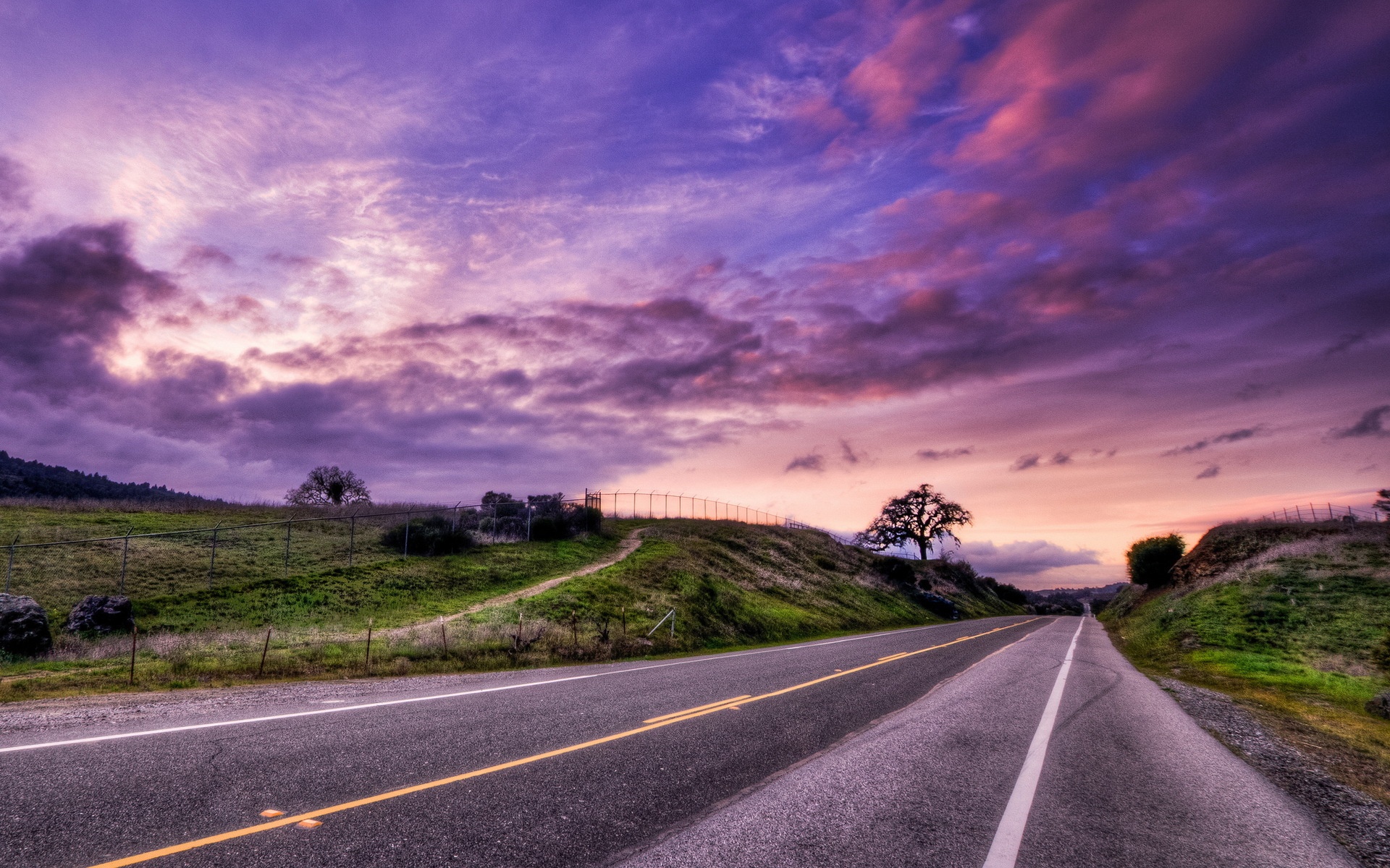 Sunset In Road Wallpapers