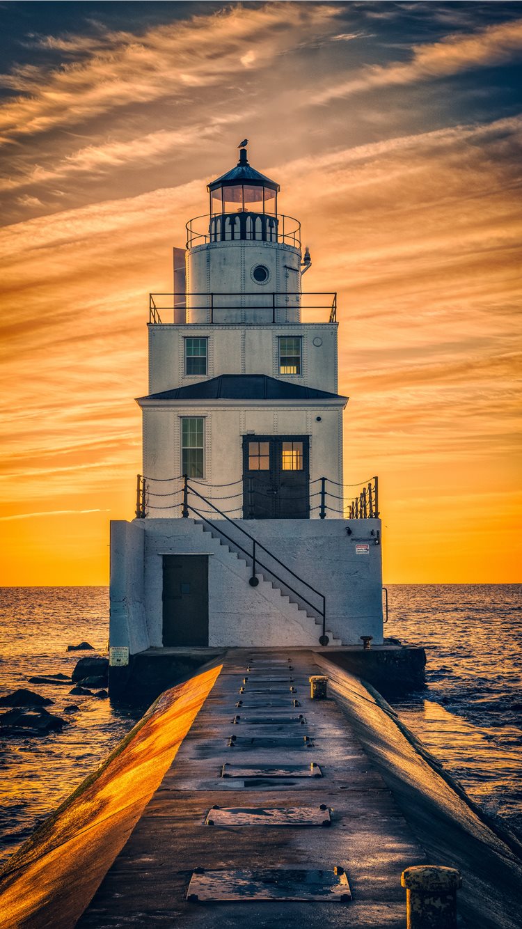 Sunset Near Lighthouse Wallpapers