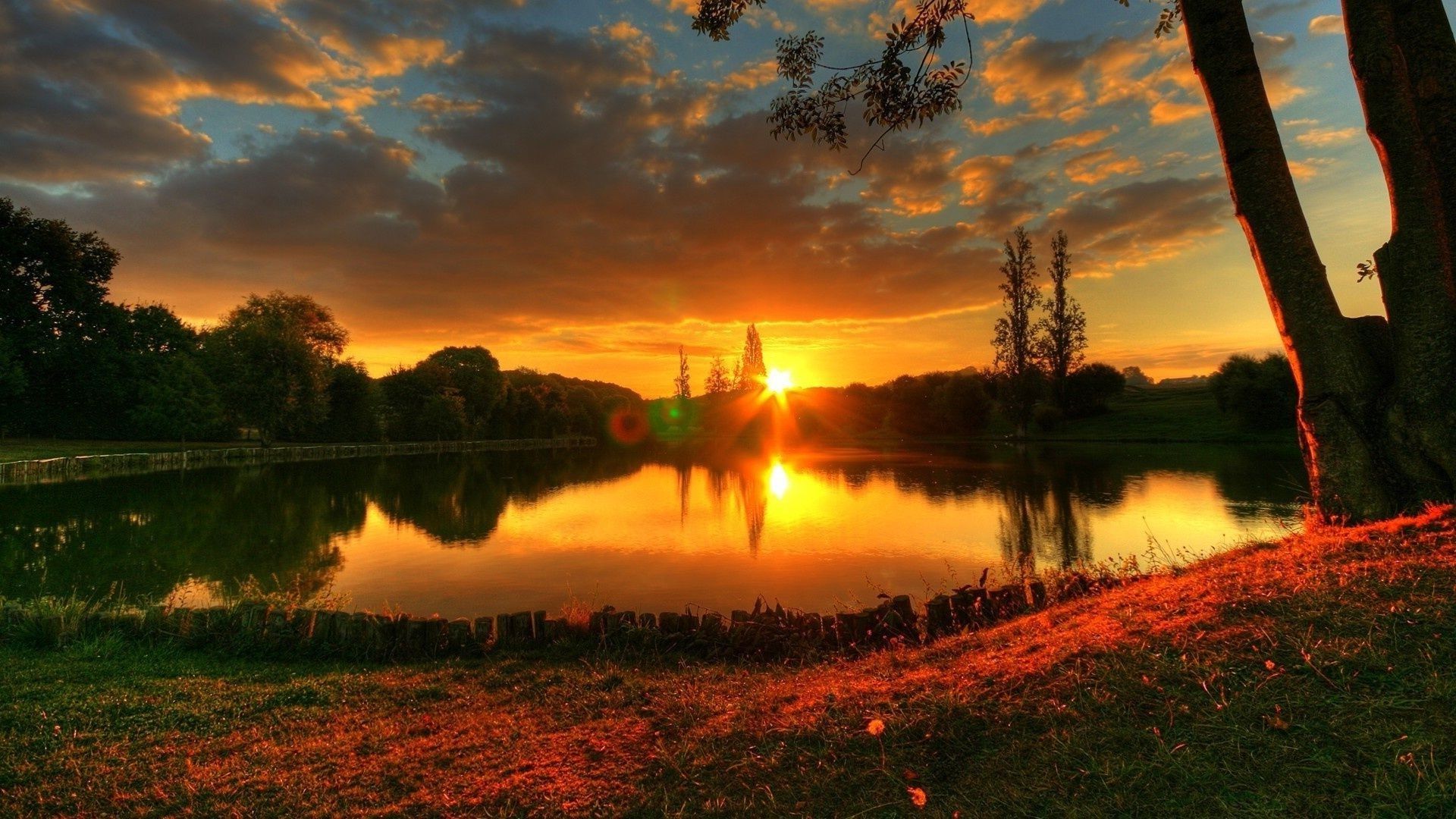 Sunset Reflection In Lake Wallpapers