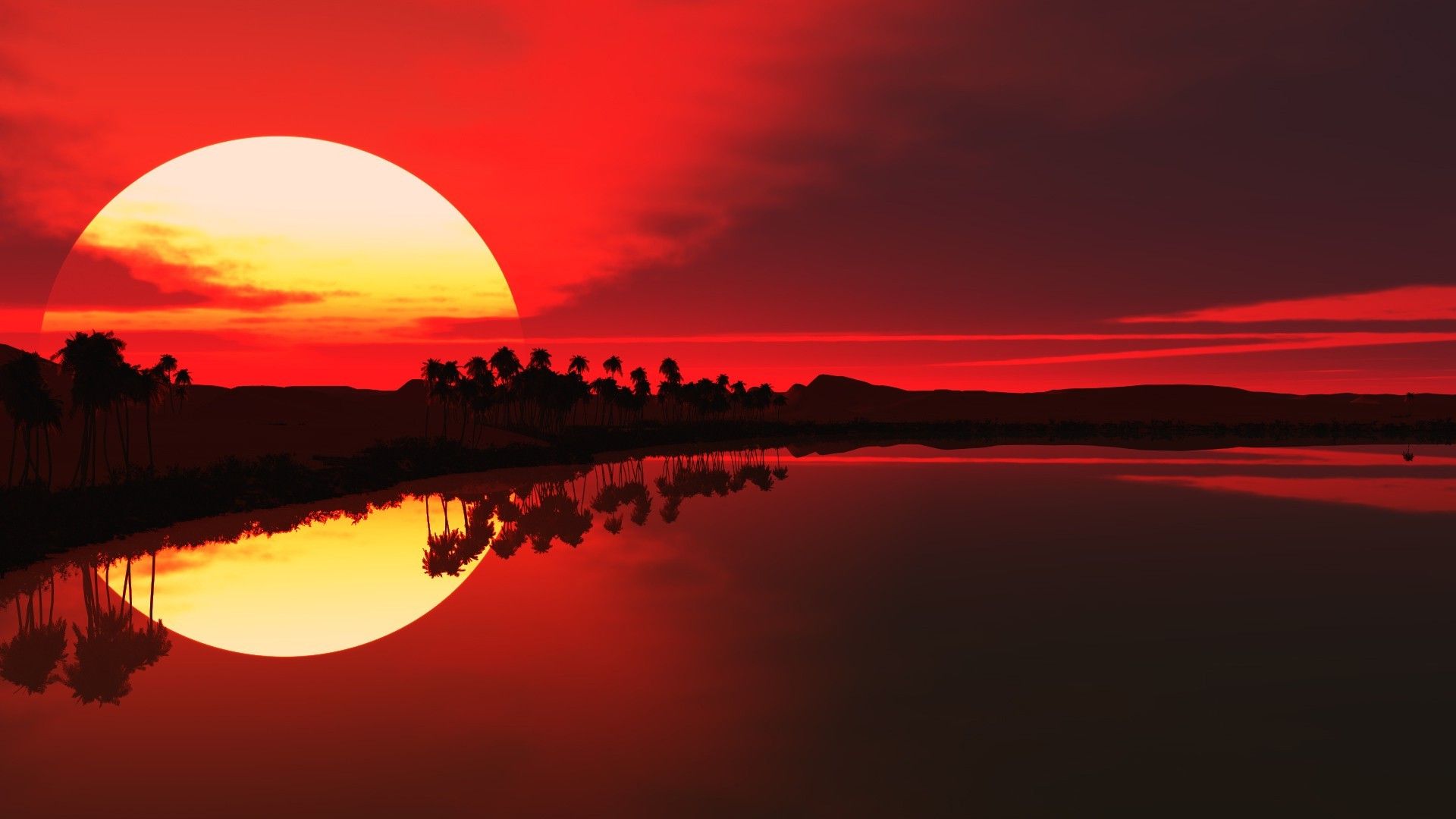 Sunset Reflection In Lake Wallpapers