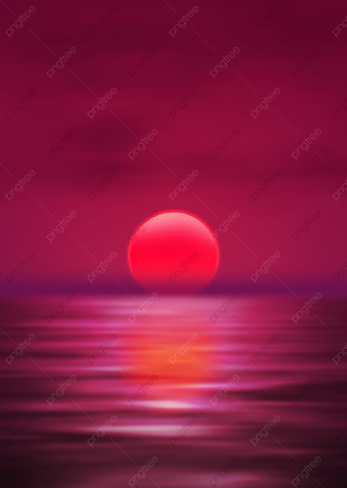 Sunset Tree Red Ocean And Sky Wallpapers