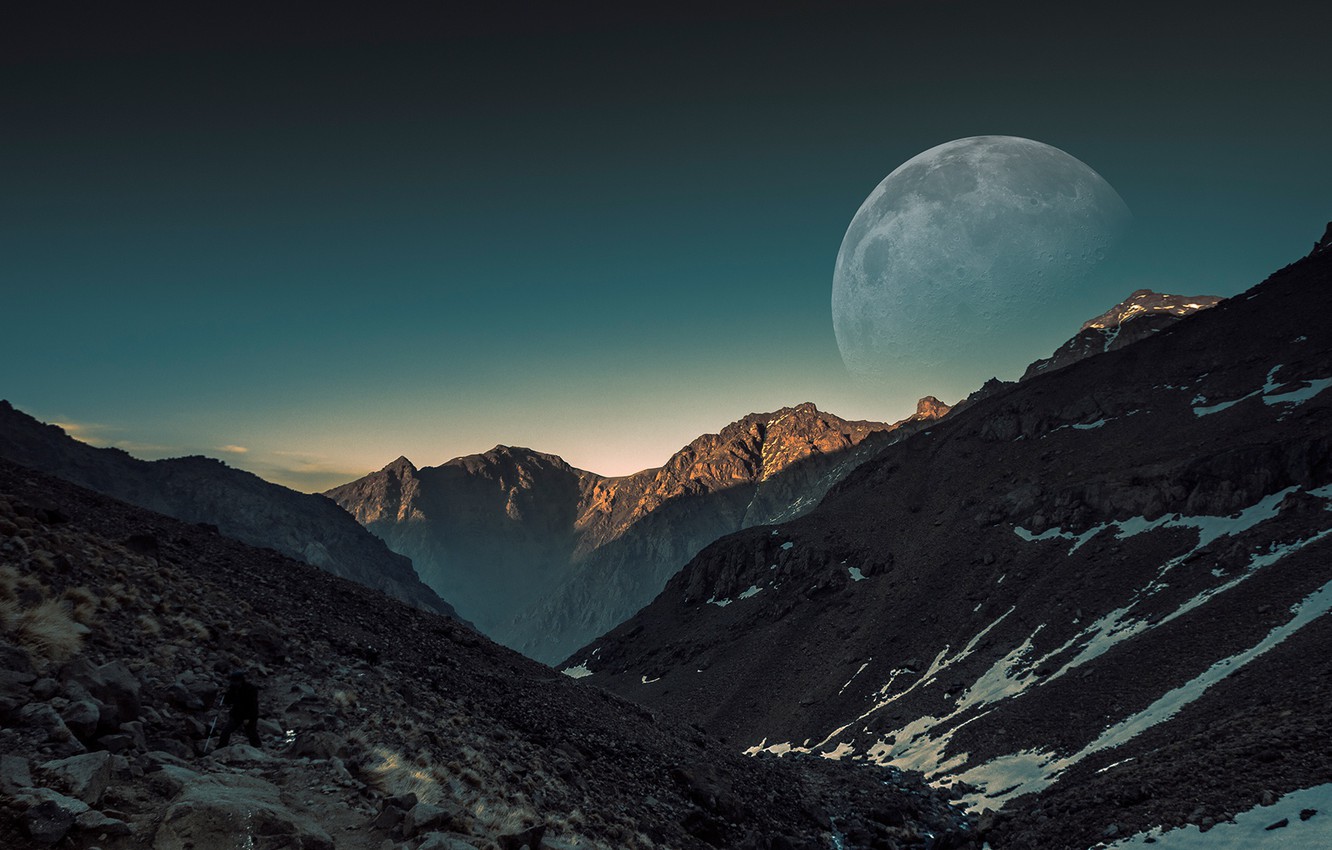 Supermoon Behind The Cerro Armazones Mountain Wallpapers