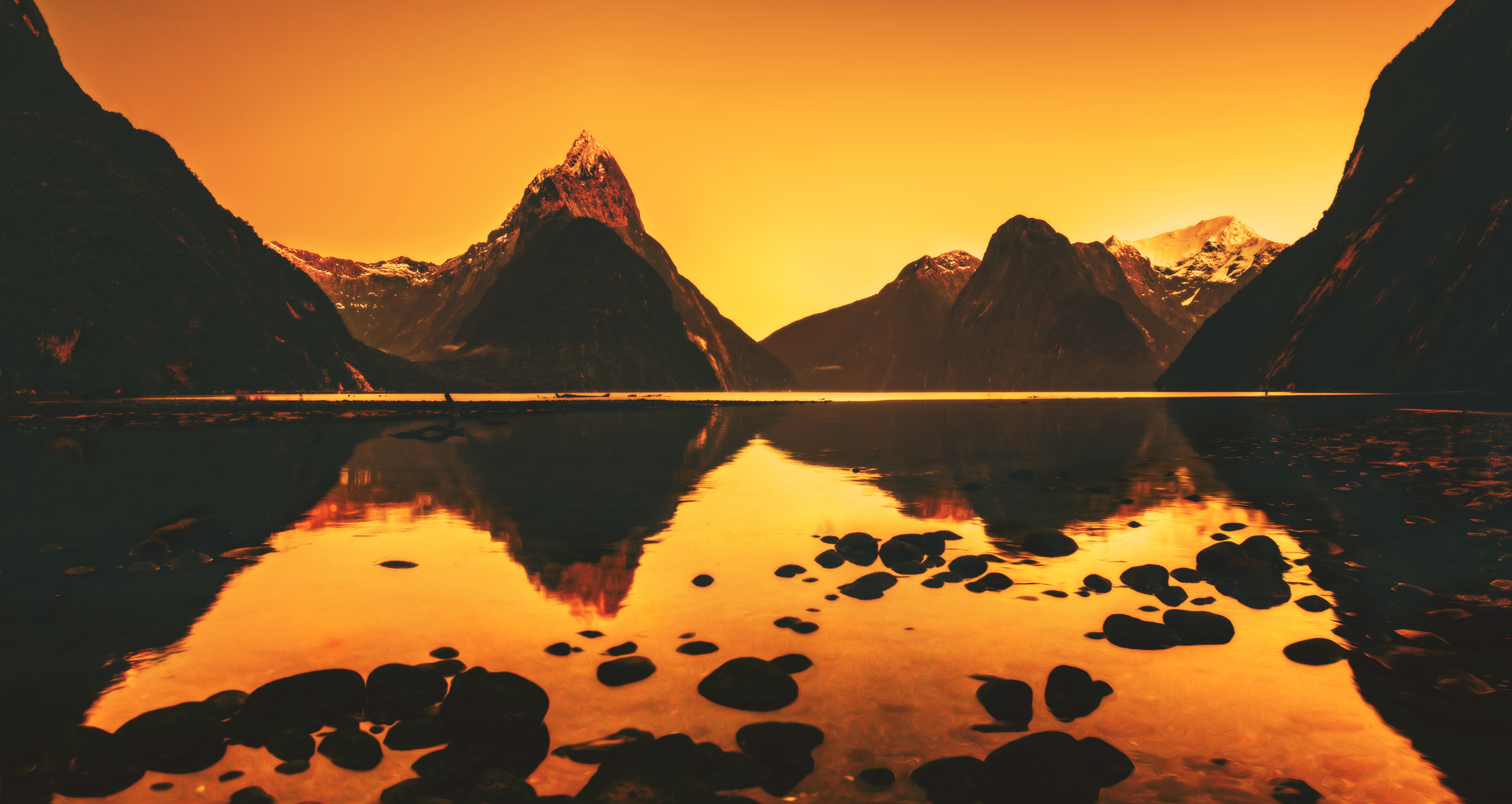 The Milky Pink Sea At Milford Sound 4K New Zealand Wallpapers