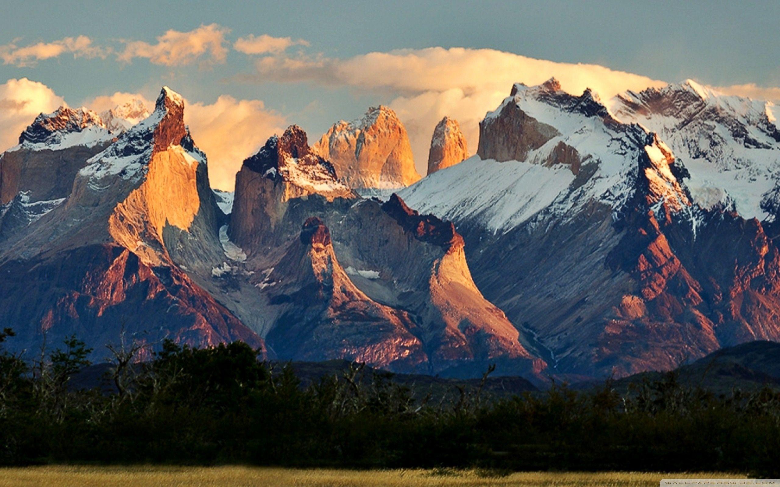 Torres Del Paine Mountains Lake In Chile Wallpapers