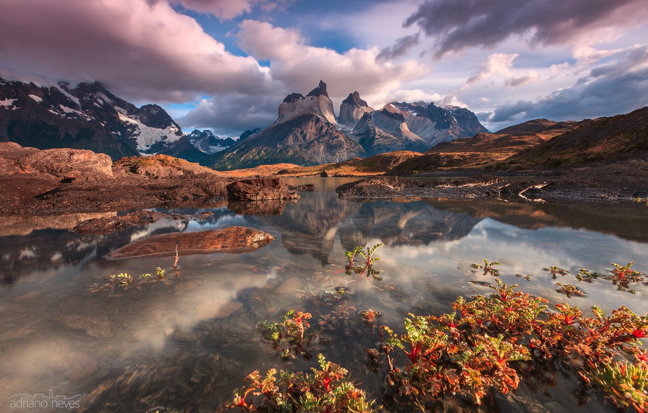 Torres Del Paine Mountains Lake In Chile Wallpapers