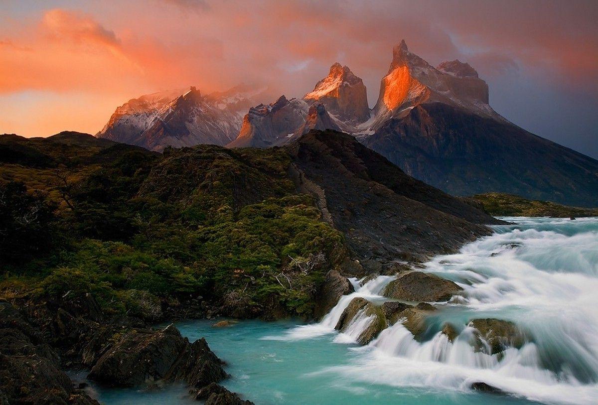 Torres Del Paine Mountains Lake In Chile Wallpapers