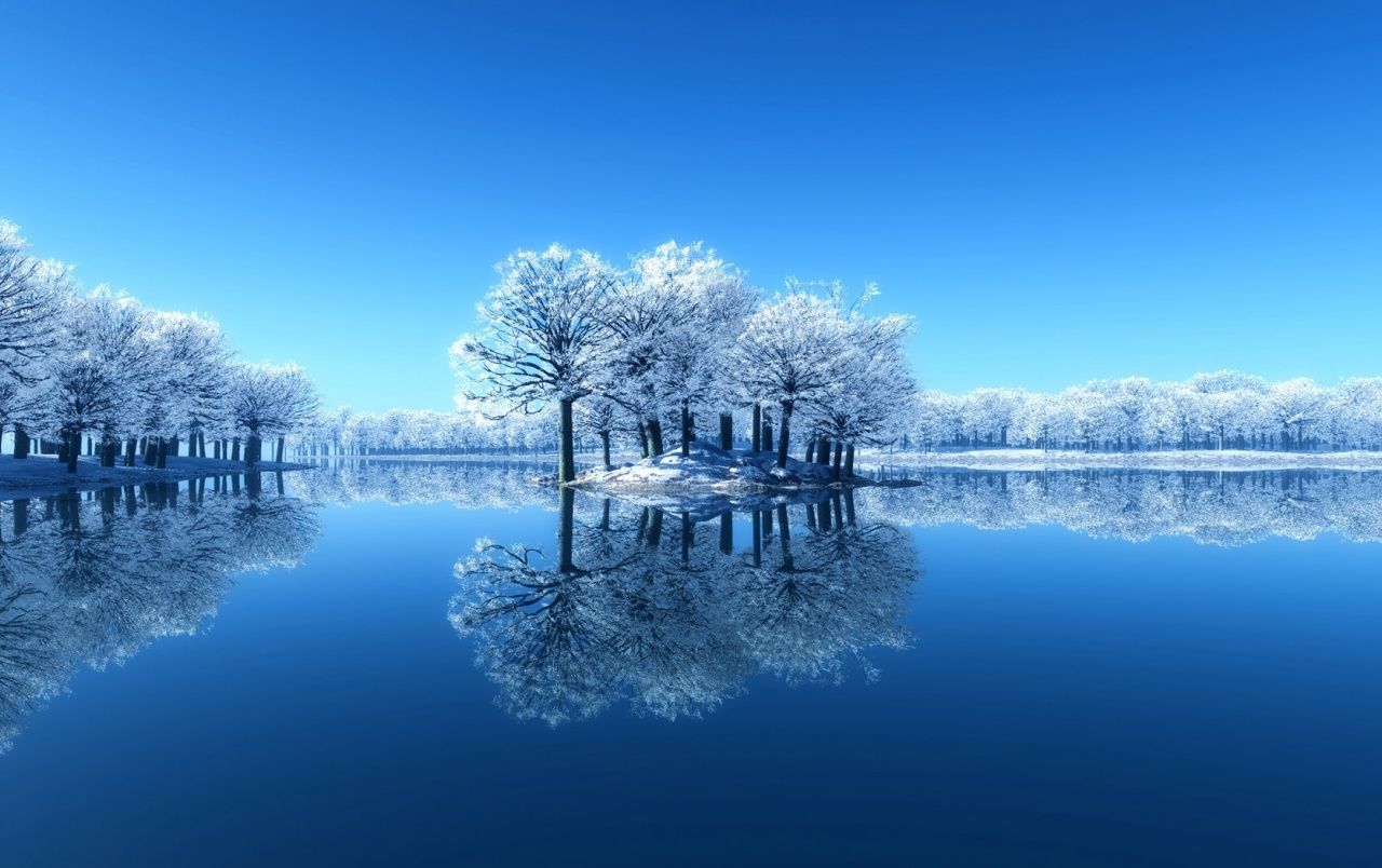 White Snowy Lake Wallpapers