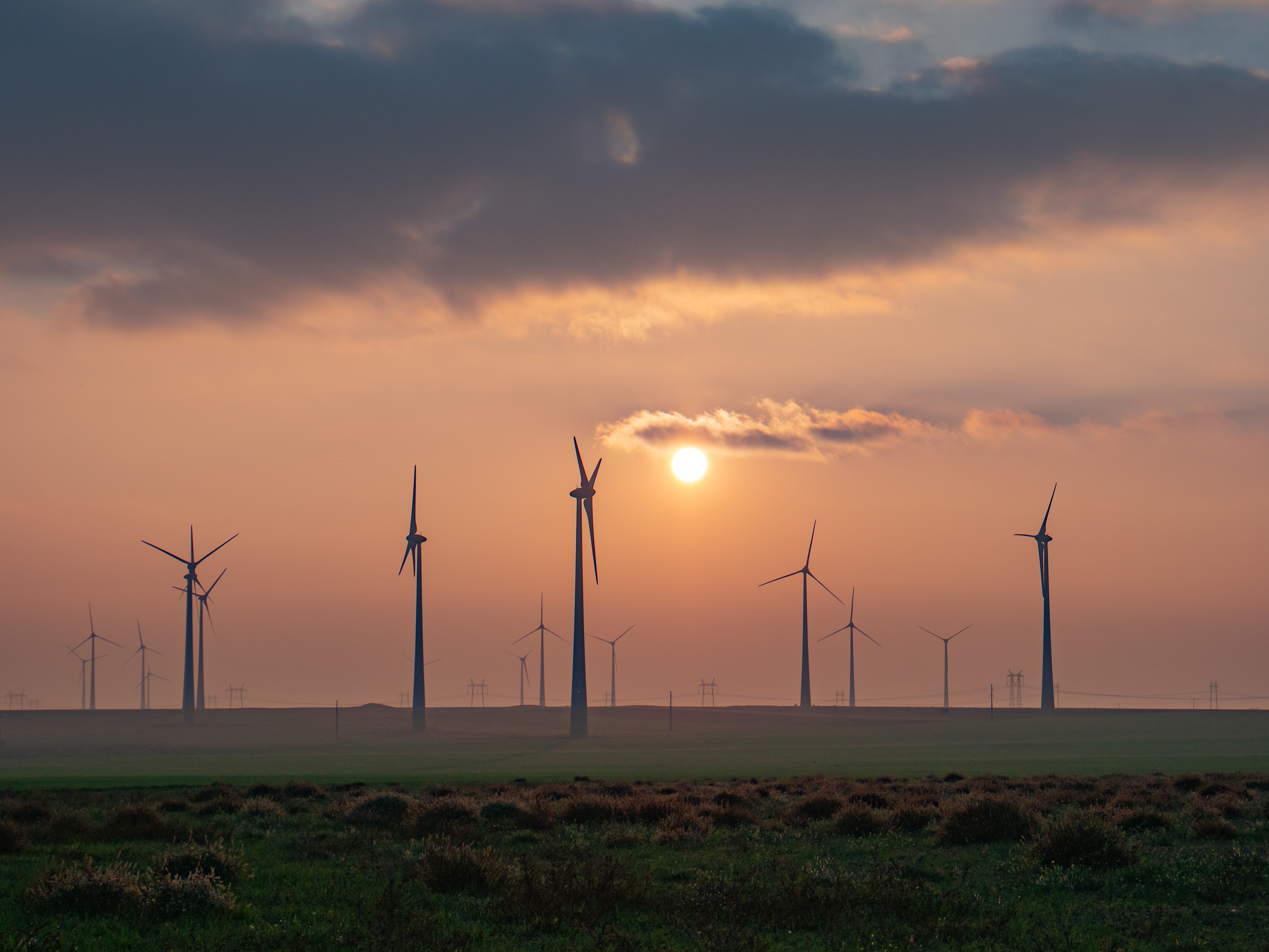 Windmill On Wheat Field At Sunset Wallpapers