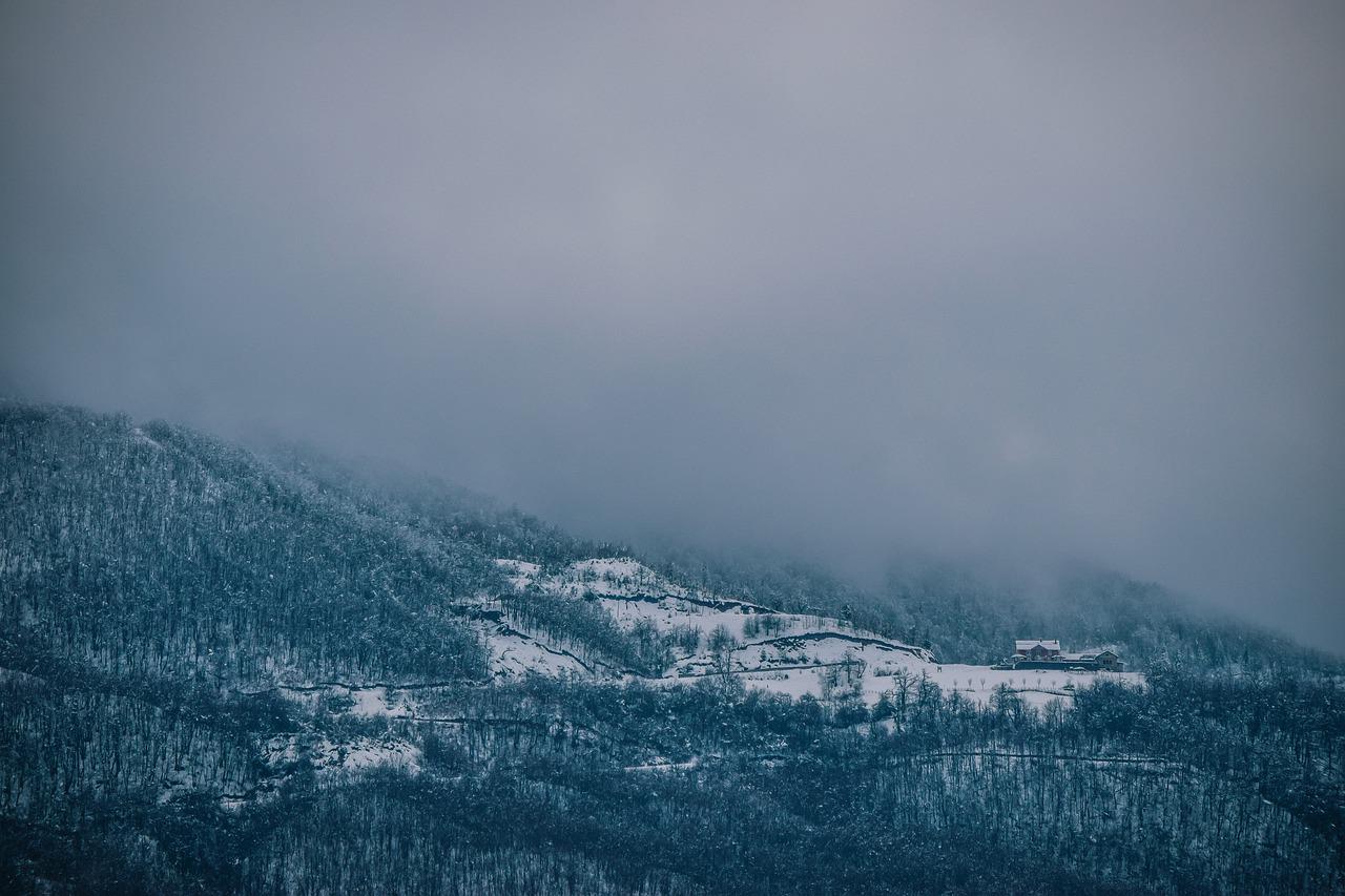 Winter Cloudy Forest Mountains Wallpapers