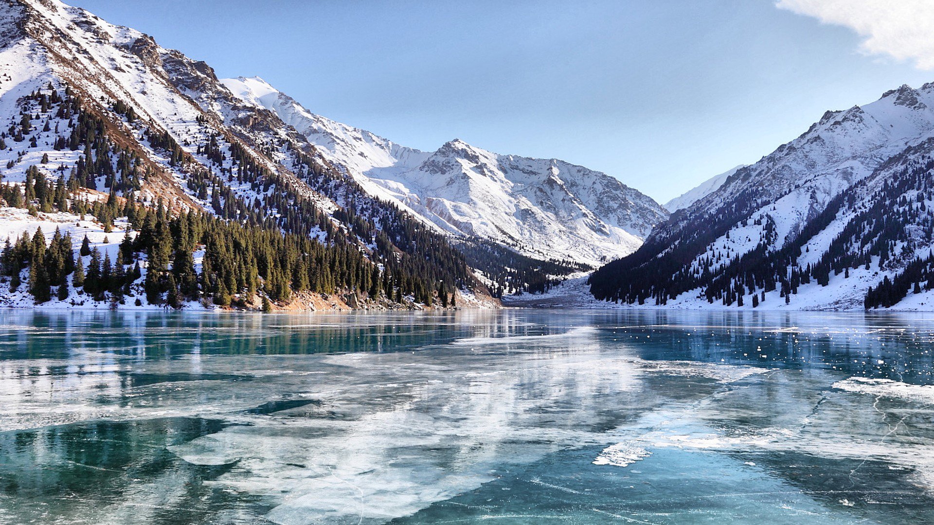 Winter Lake Snowy Mountain Landscape Wallpapers