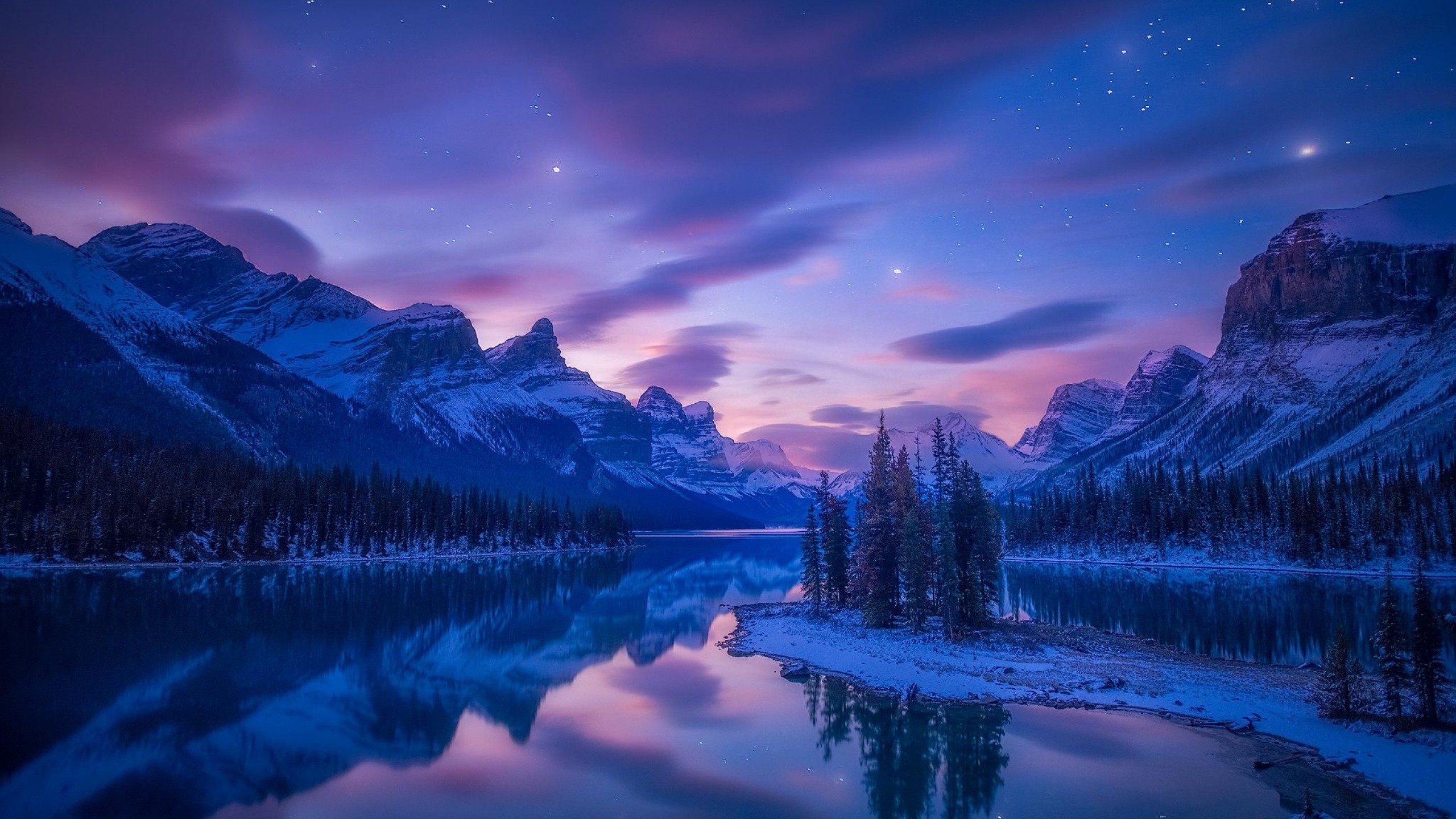 Winter Lake Snowy Mountain Landscape Wallpapers