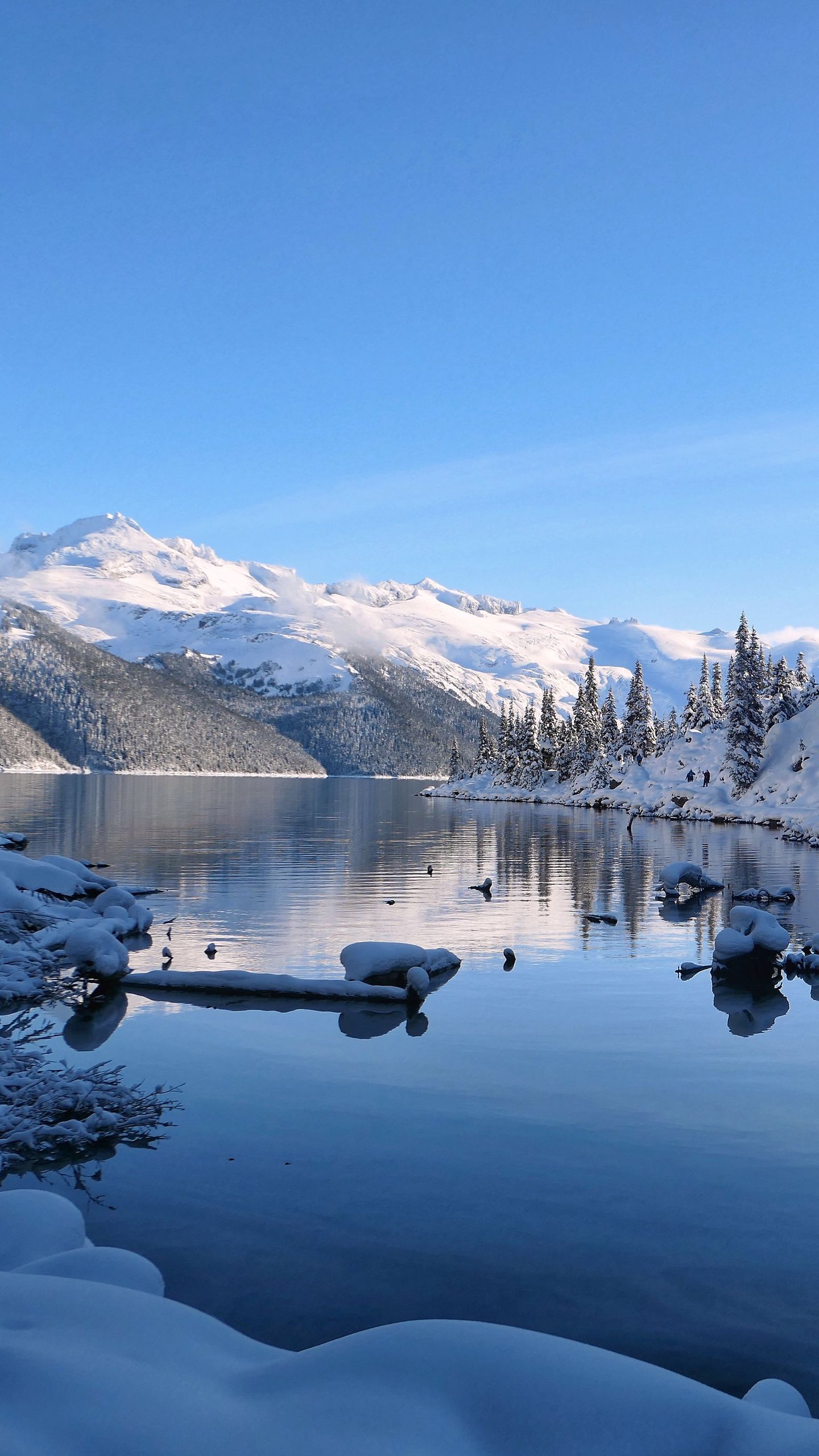 Winter Lake Snowy Mountain Landscape Wallpapers