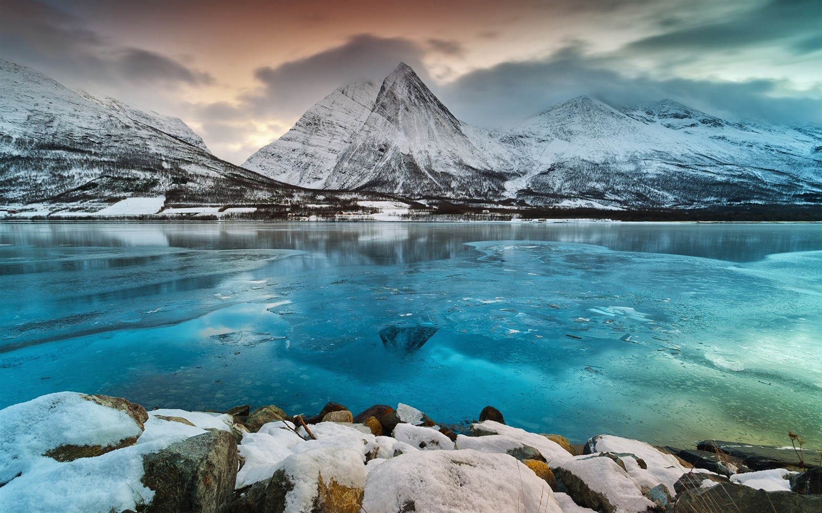 Winter Lake Snowy Mountain Landscape Wallpapers