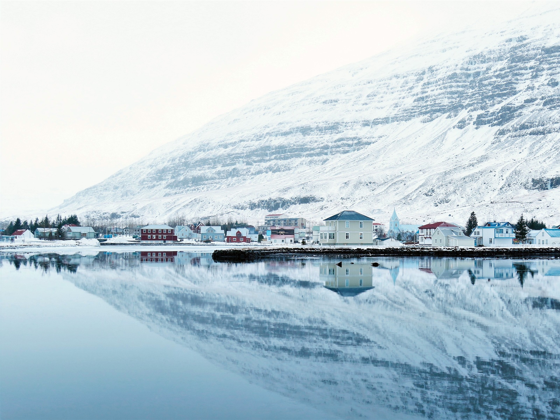 Winter Lake Snowy Mountain Landscape Wallpapers