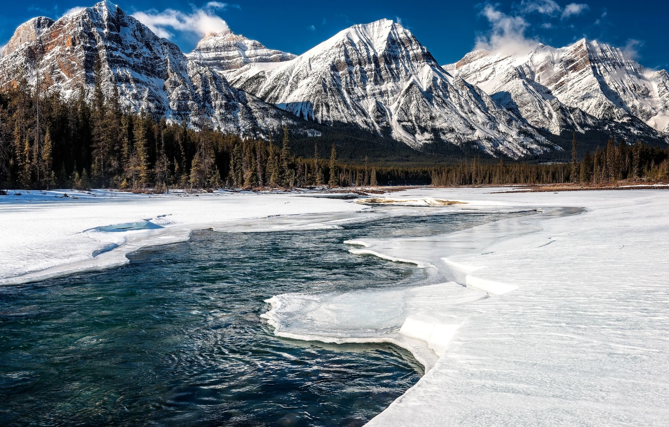 Winter Mountain And River Wallpapers