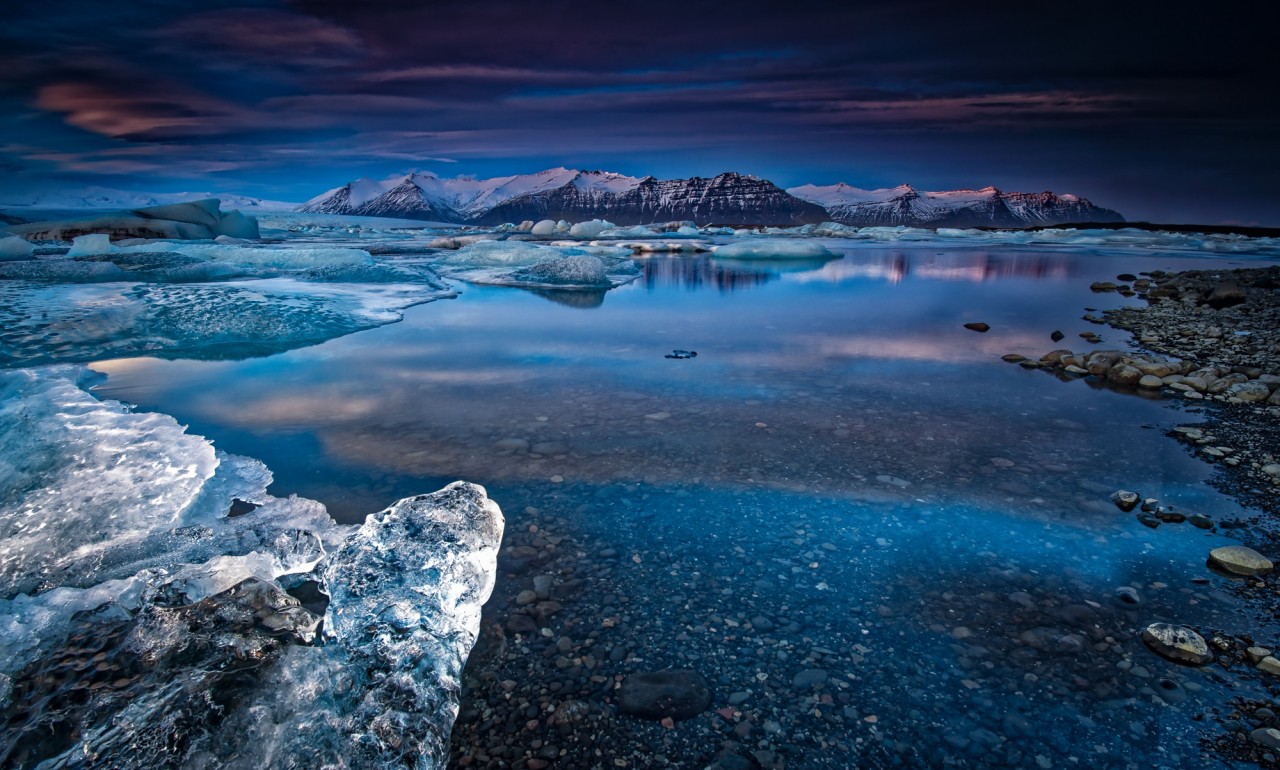 Winter Mountain And River Wallpapers