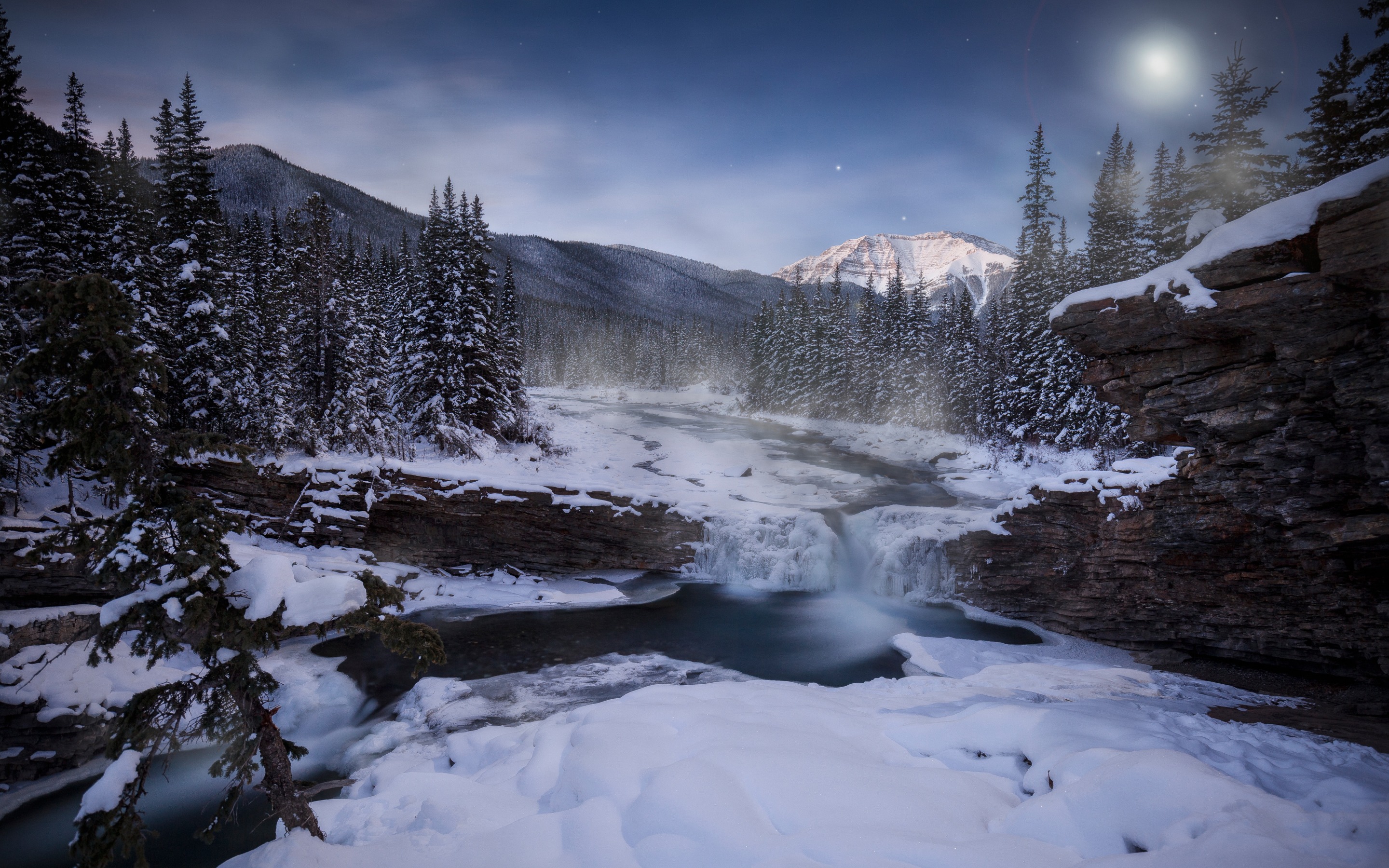 Winter Mountain And River Wallpapers