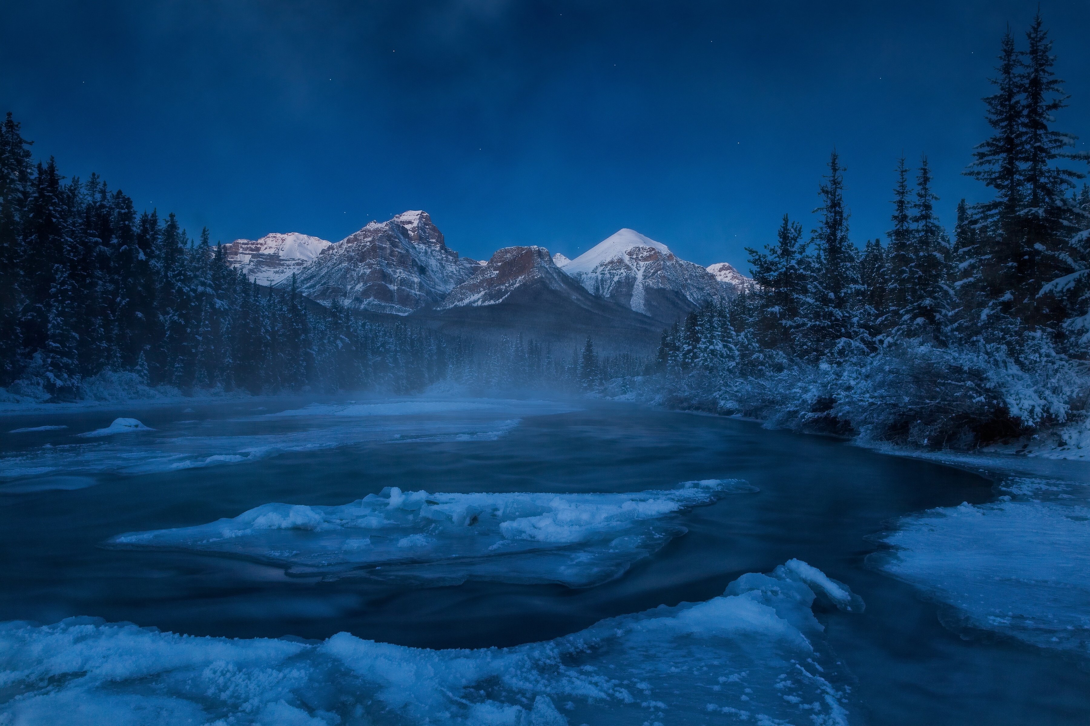 Winter Mountain And River Wallpapers