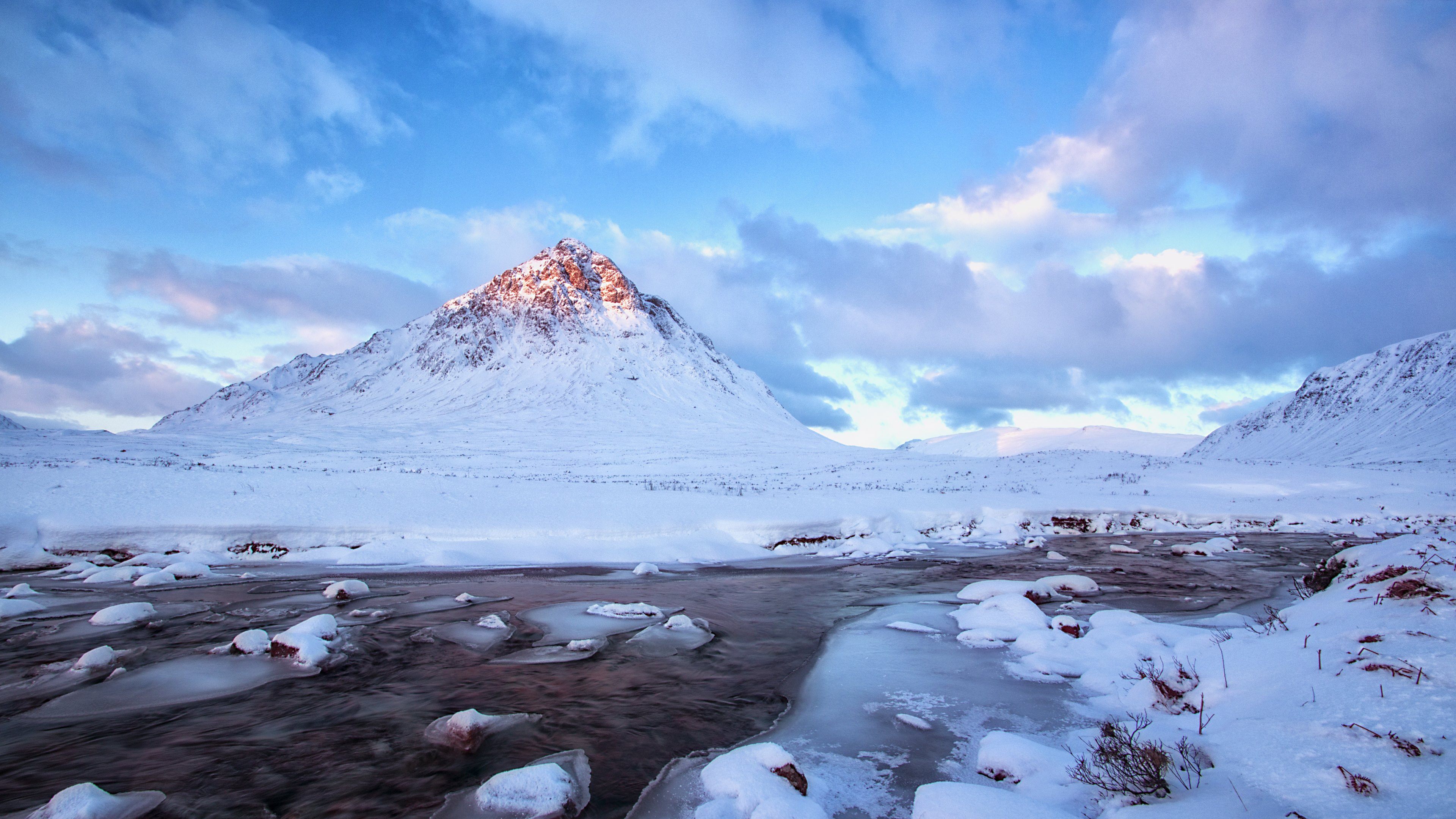 Winter Mountain And River Wallpapers