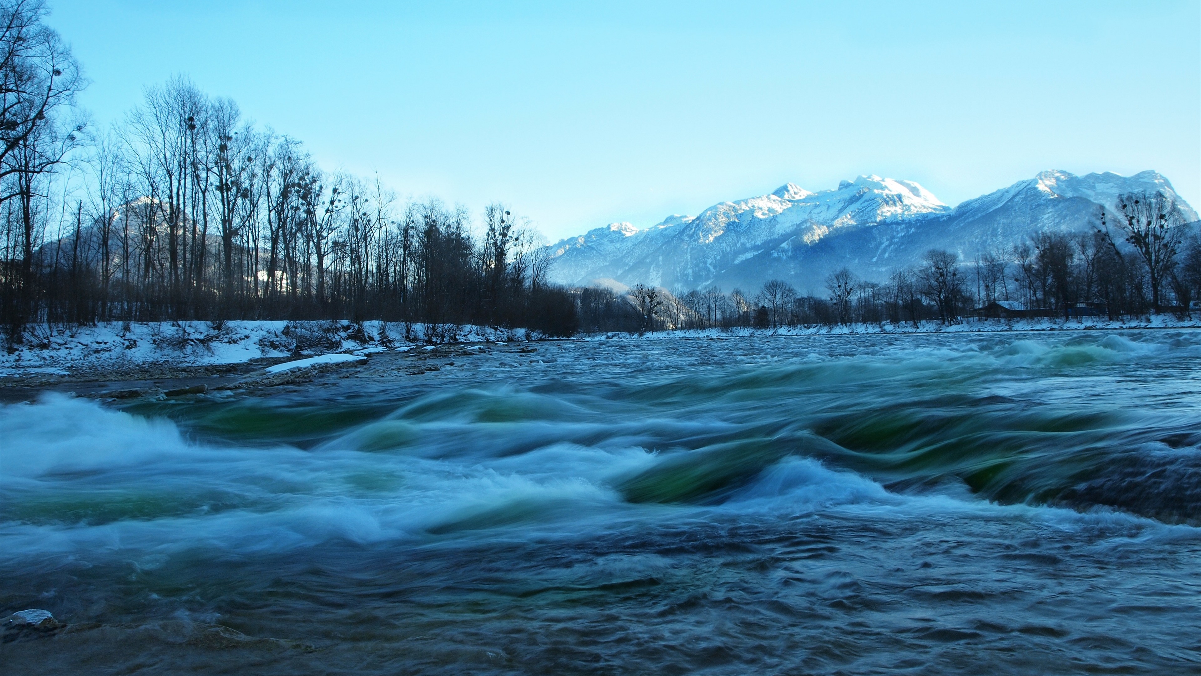 Winter Mountain And River Wallpapers