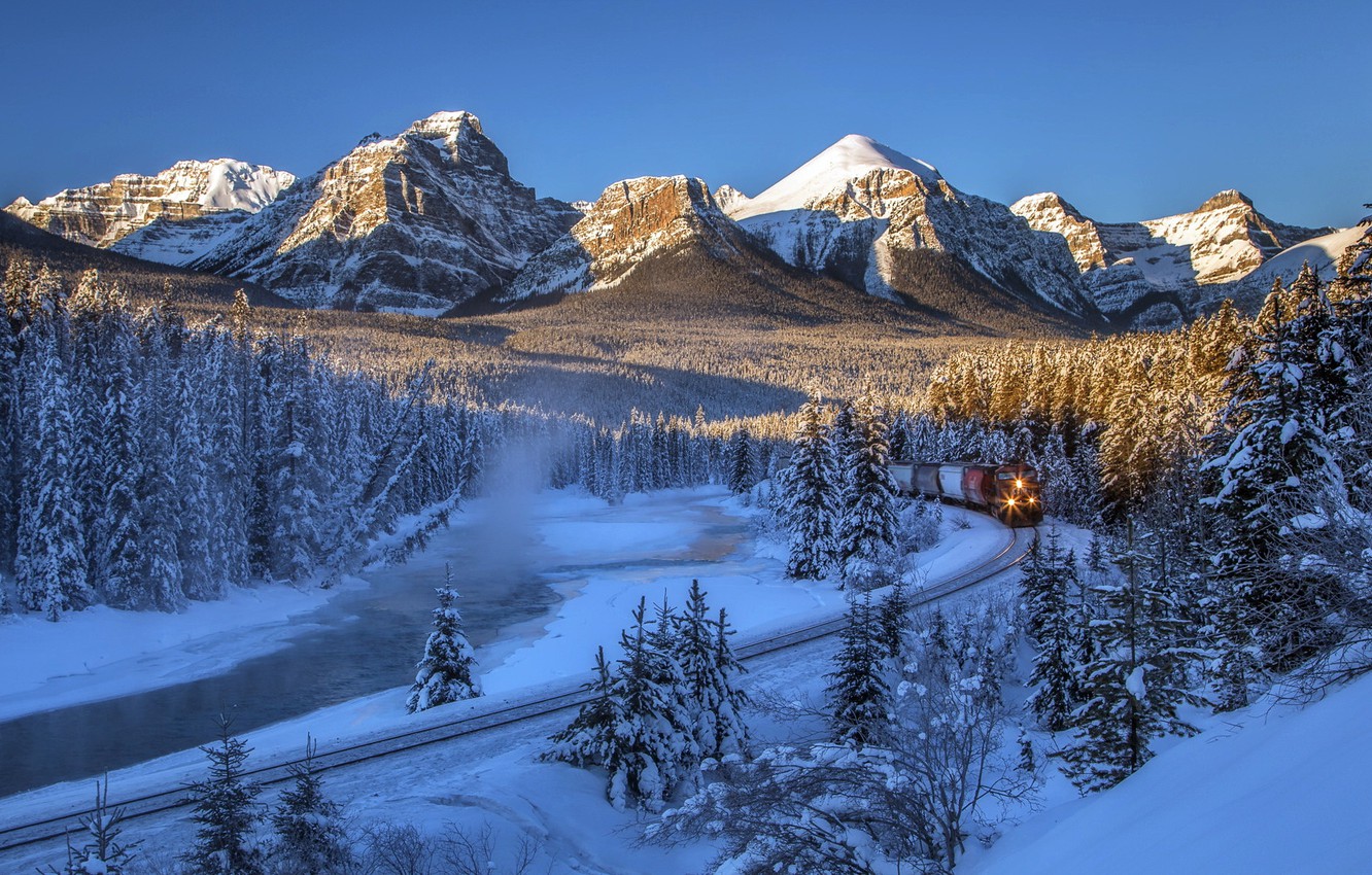 Winter Mountain And River Wallpapers