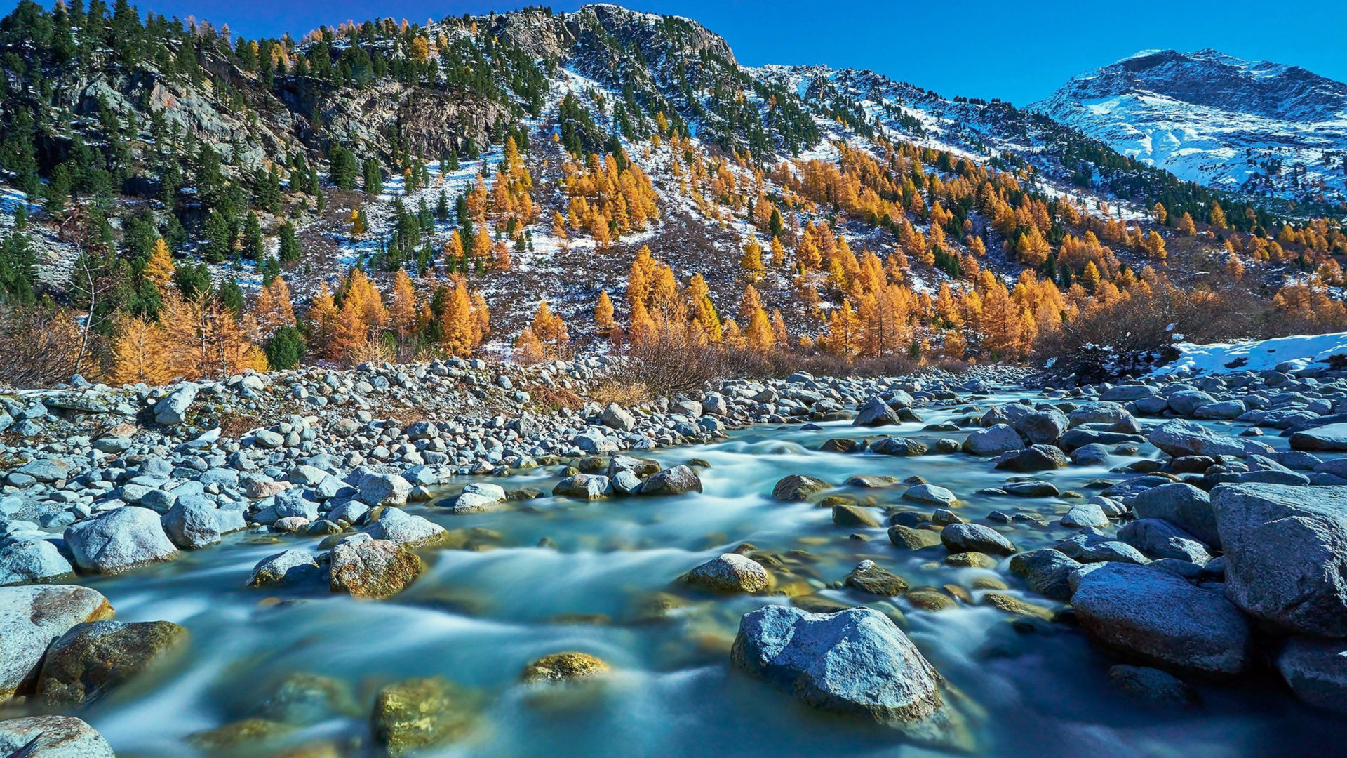 Winter Mountain And River Wallpapers