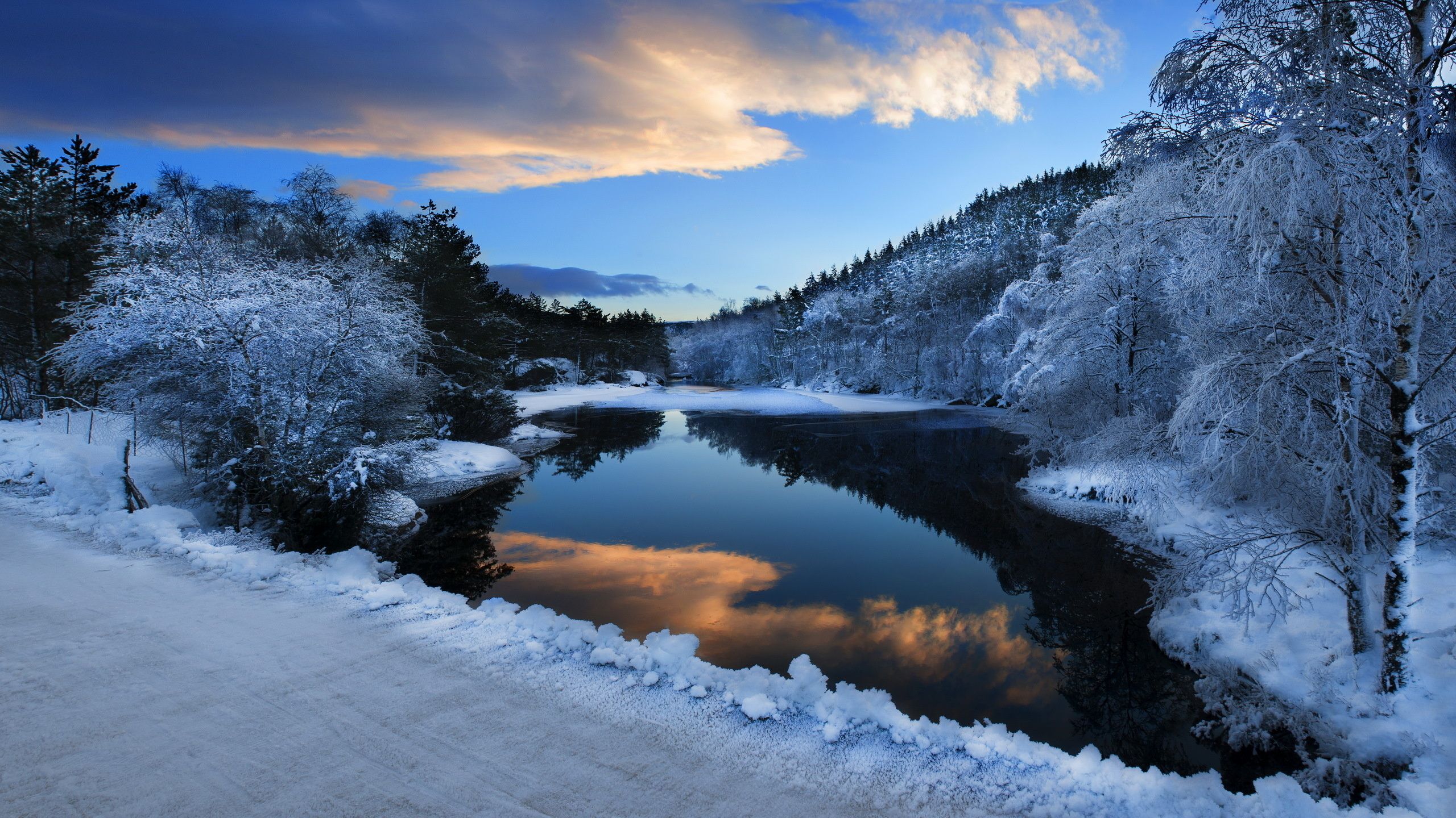 Winter Mountain And River Wallpapers