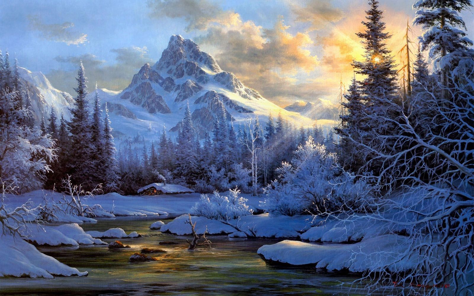 Winter Mountains And Trees Wallpapers