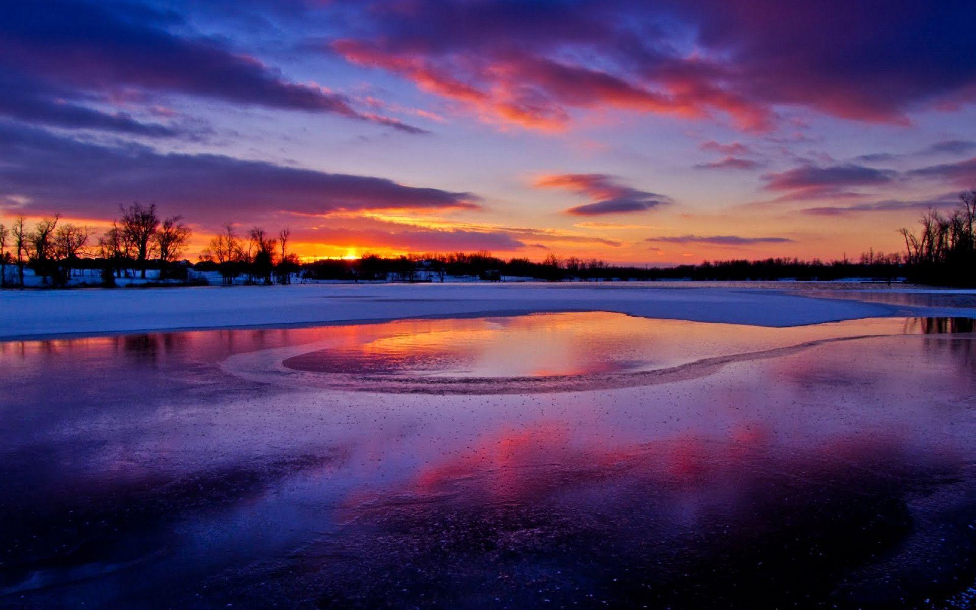 Winter Sunset Desktop Backgrounds