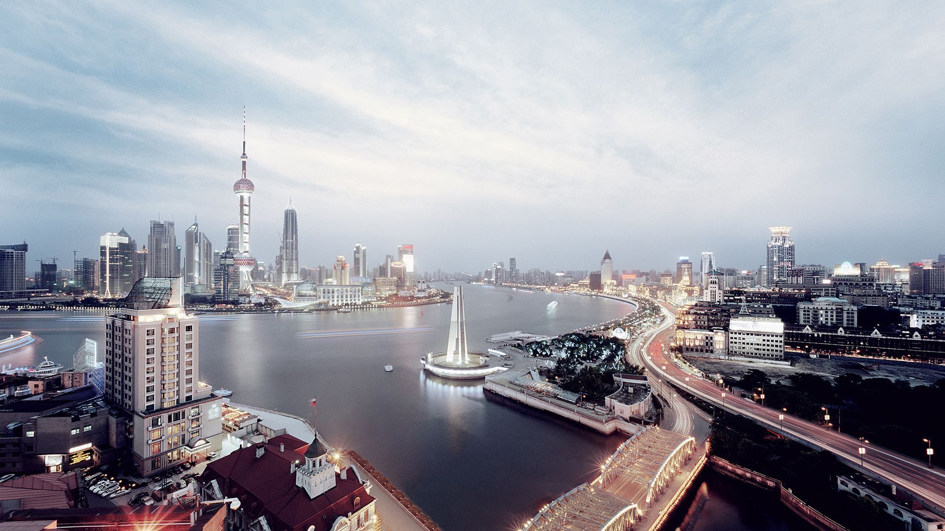 Aerial View Shanghai Skyline And Skyscrapers Wallpapers