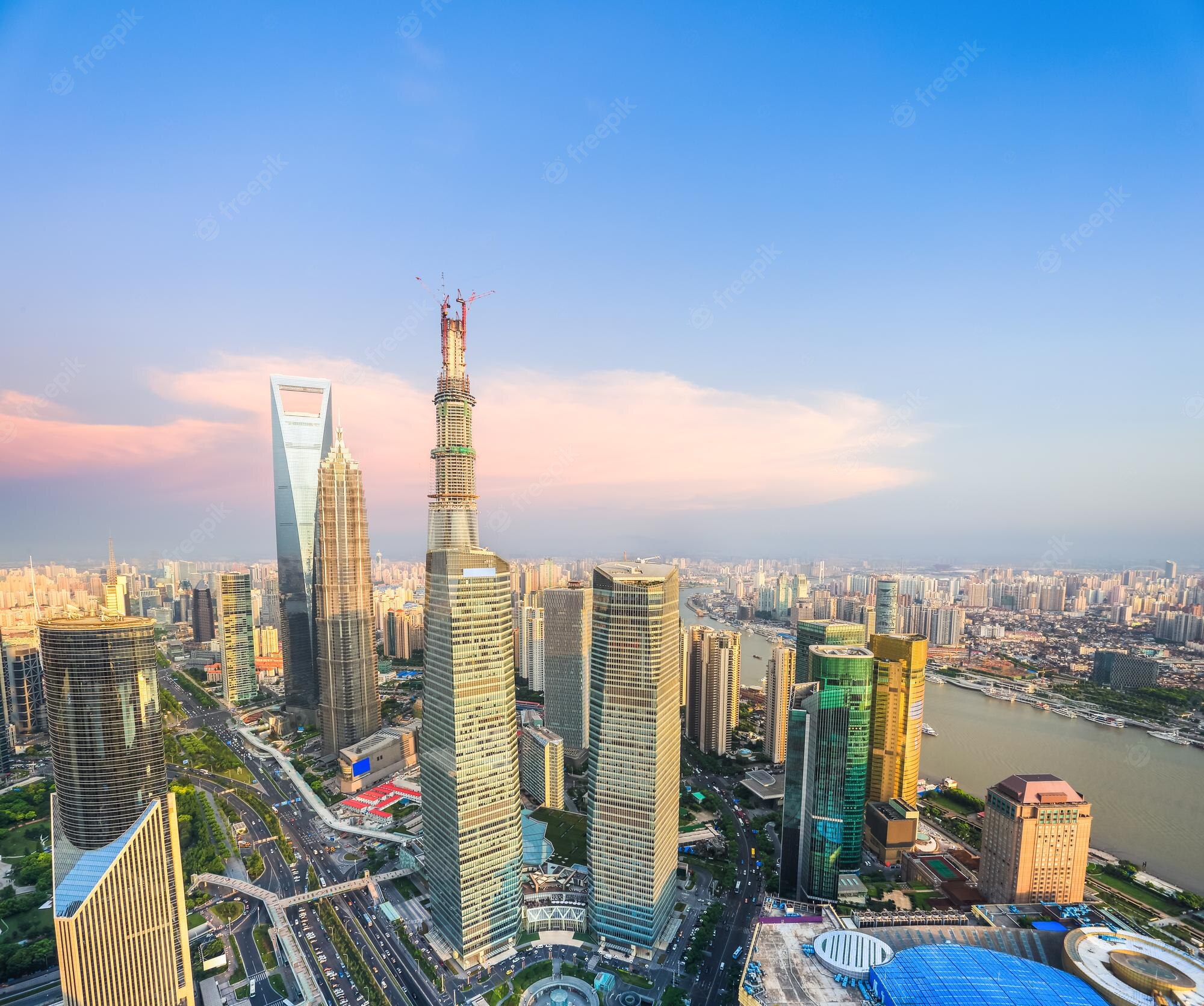 Aerial View Shanghai Skyline And Skyscrapers Wallpapers