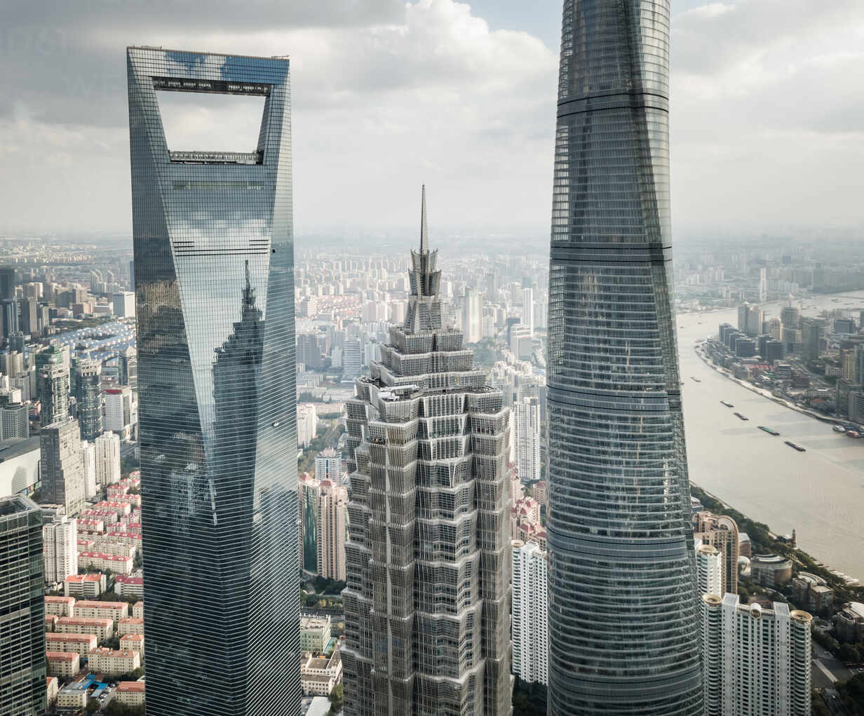 Aerial View Shanghai Skyline And Skyscrapers Wallpapers