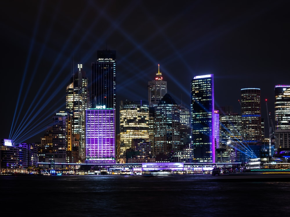 Australia Buildings Lights At Night Wallpapers