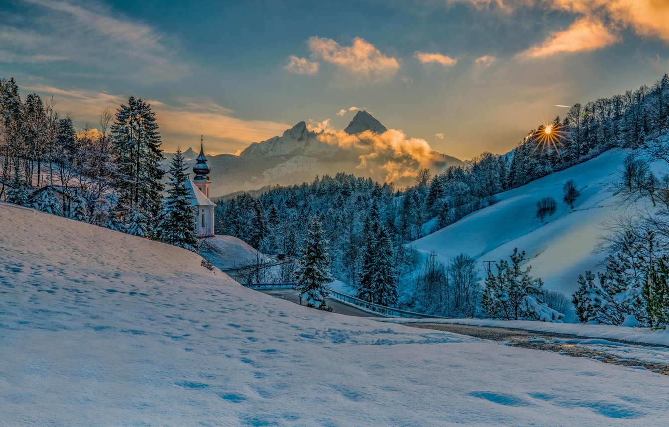 Austria Snow Forest Tree Road Wallpapers