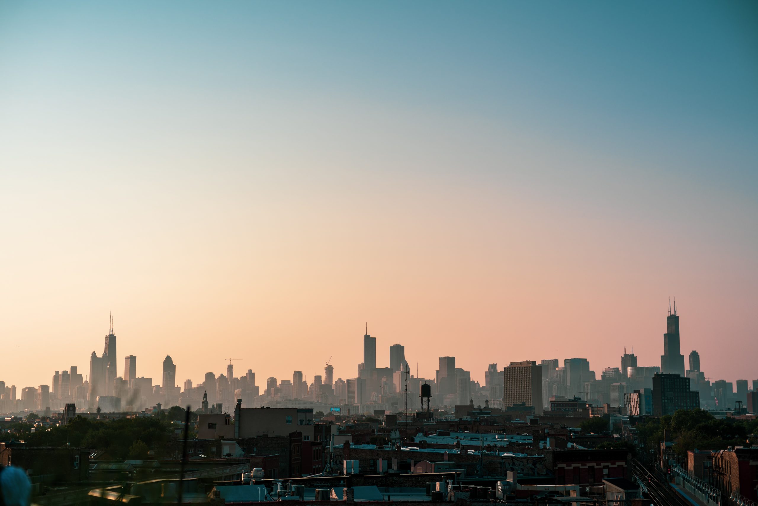 Chicago City View At Sunset Wallpapers