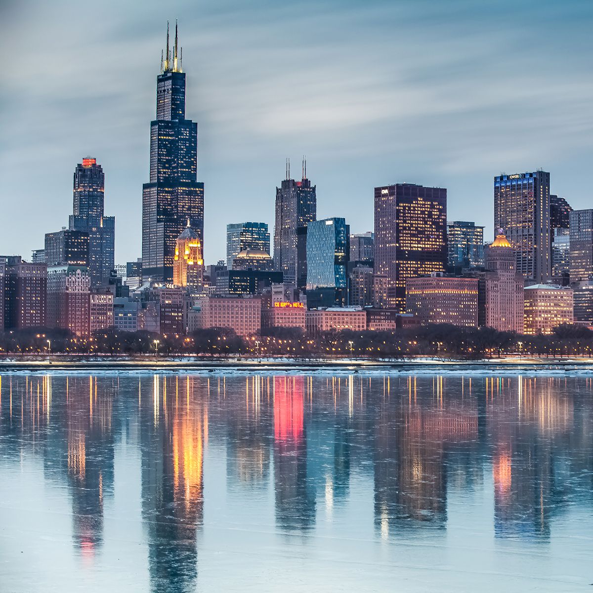 Chicago Lake Michigan Skyscraper Reflection Wallpapers