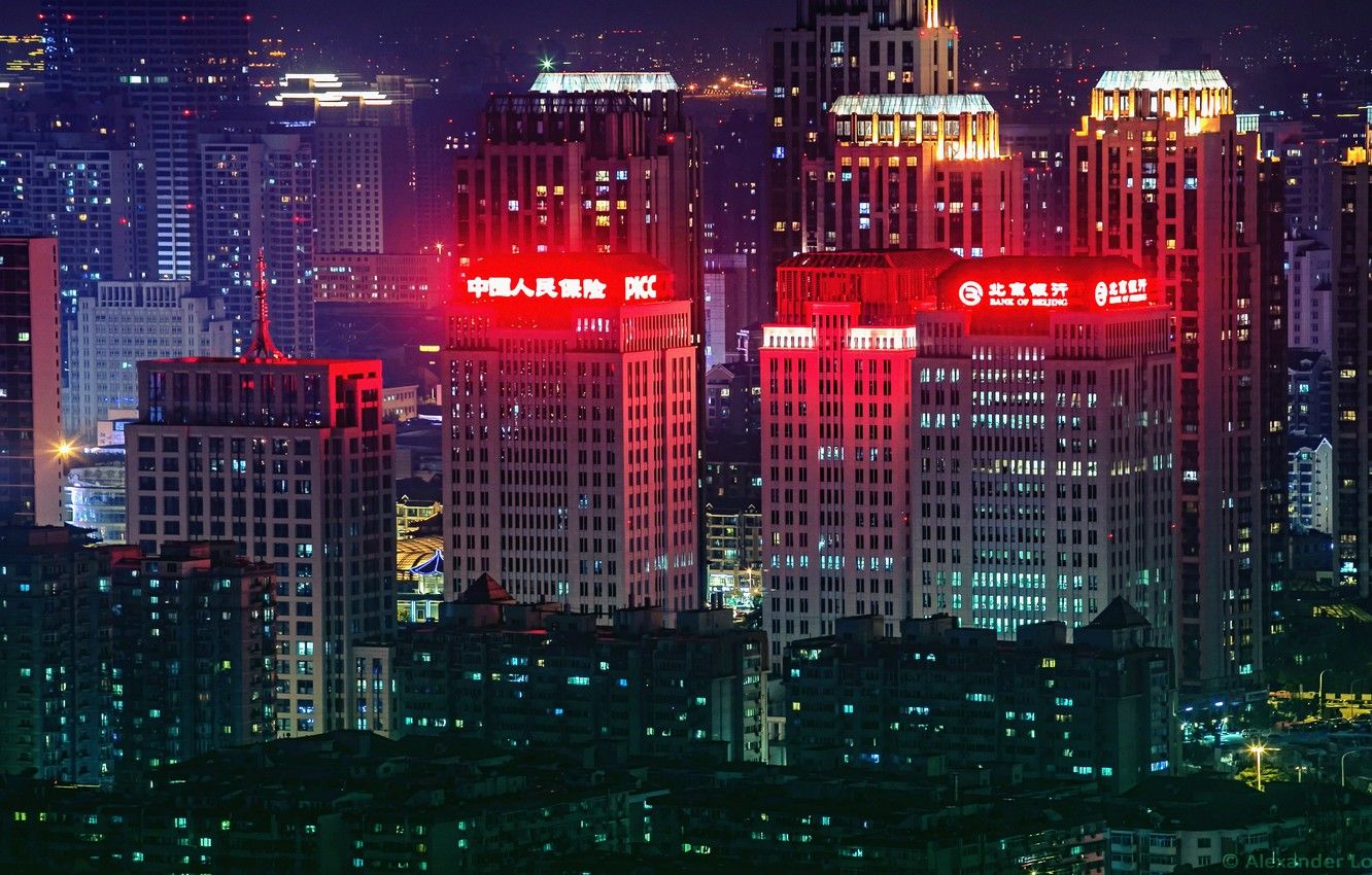 China Shanghai Neon City Lights Wallpapers