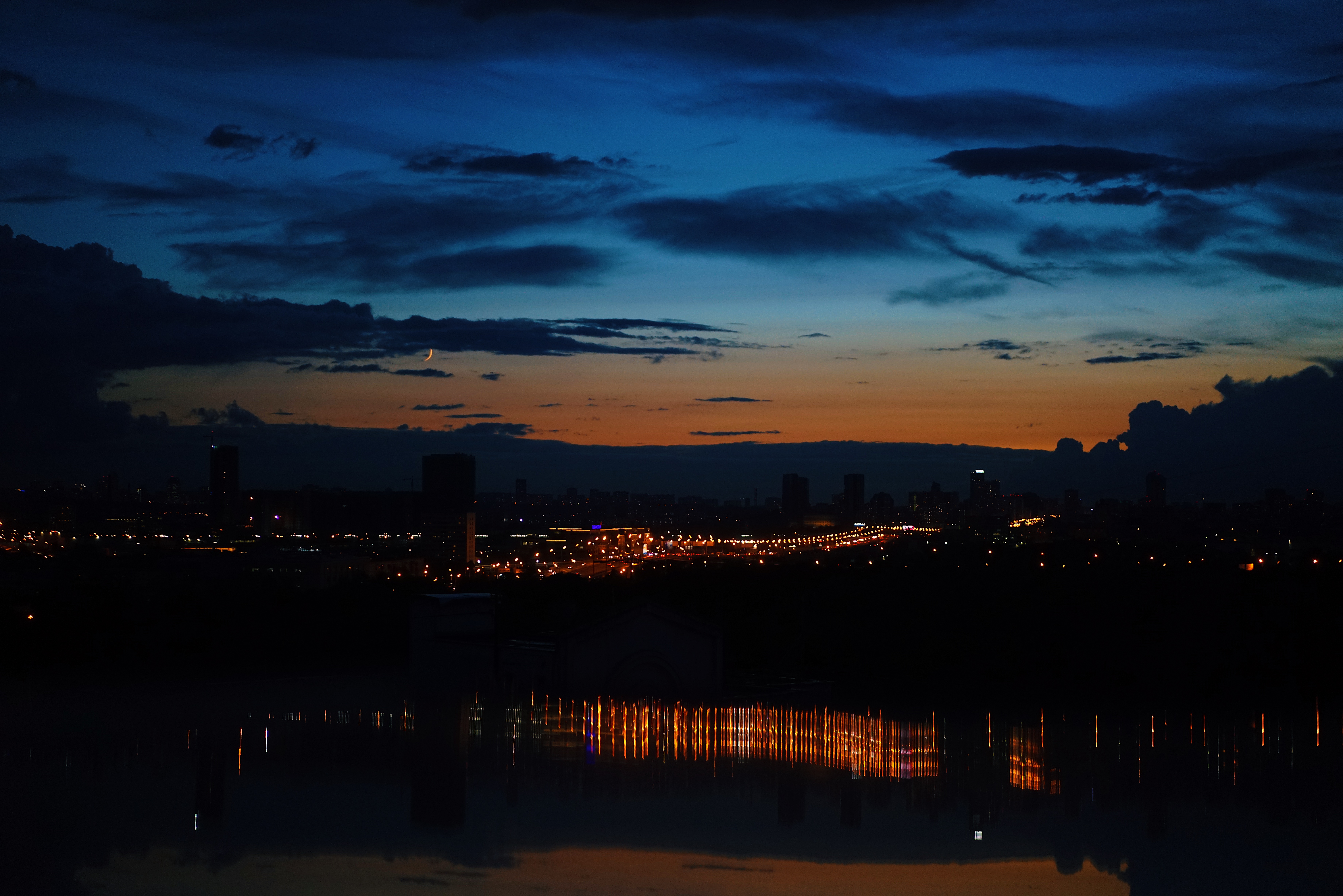 City Lights Reflection In Water Wallpapers