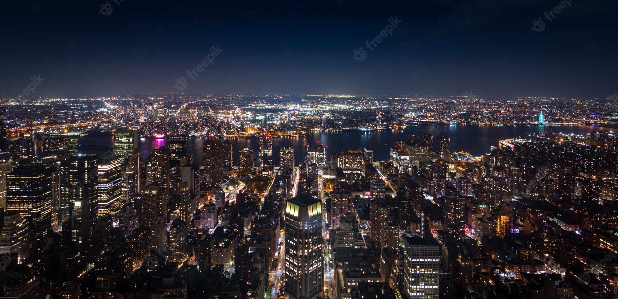 Cityscape Aerial View At Night Wallpapers
