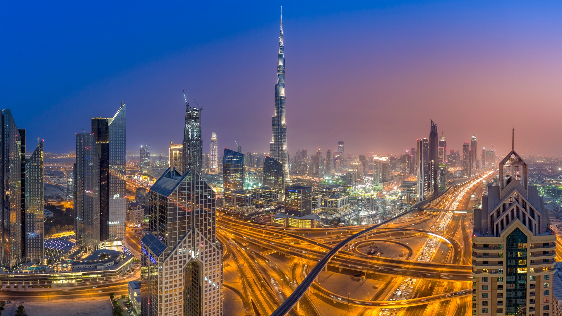 Dubai Burj Khalifa Cityscape In Night Wallpapers