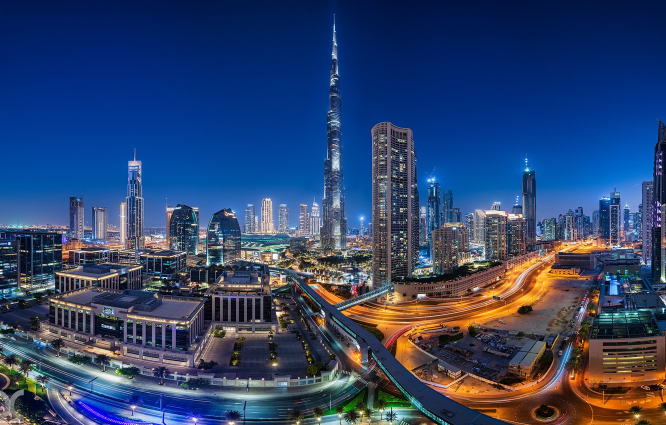 Dubai Burj Khalifa Cityscape In Night Wallpapers