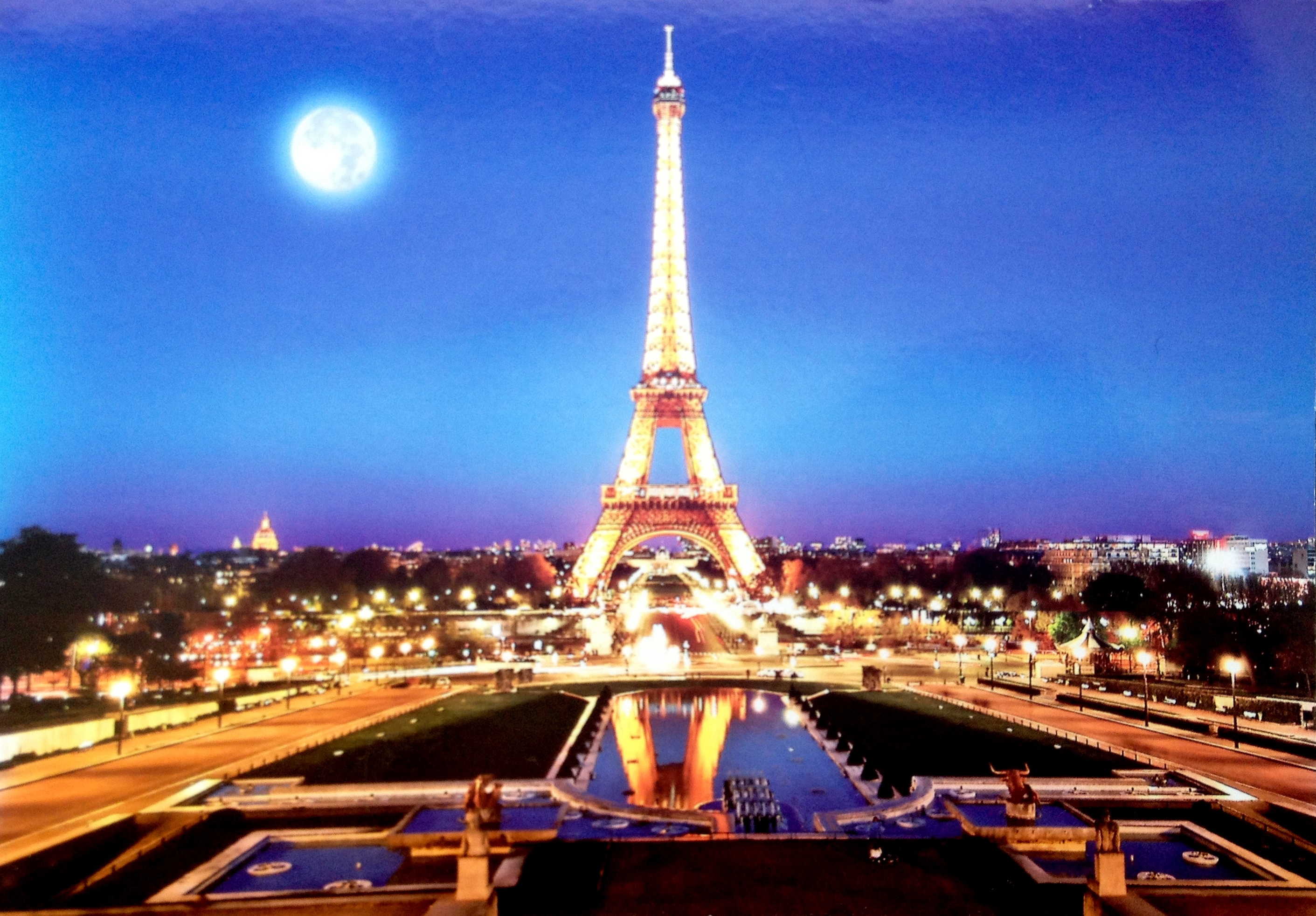 Eiffel Tower Cityscape In Moon Night Wallpapers
