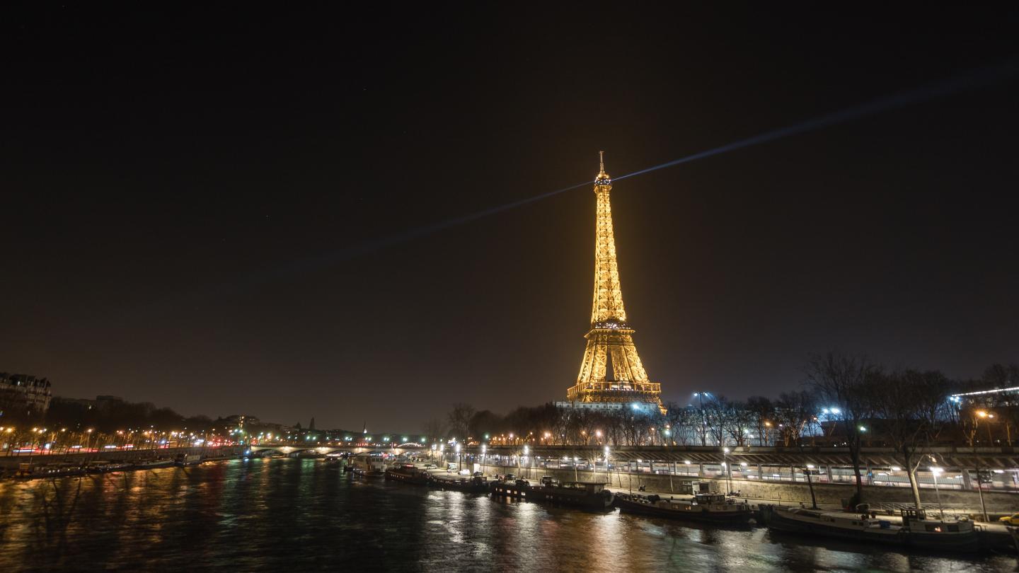 Eiffel Tower Cityscape In Moon Night Wallpapers