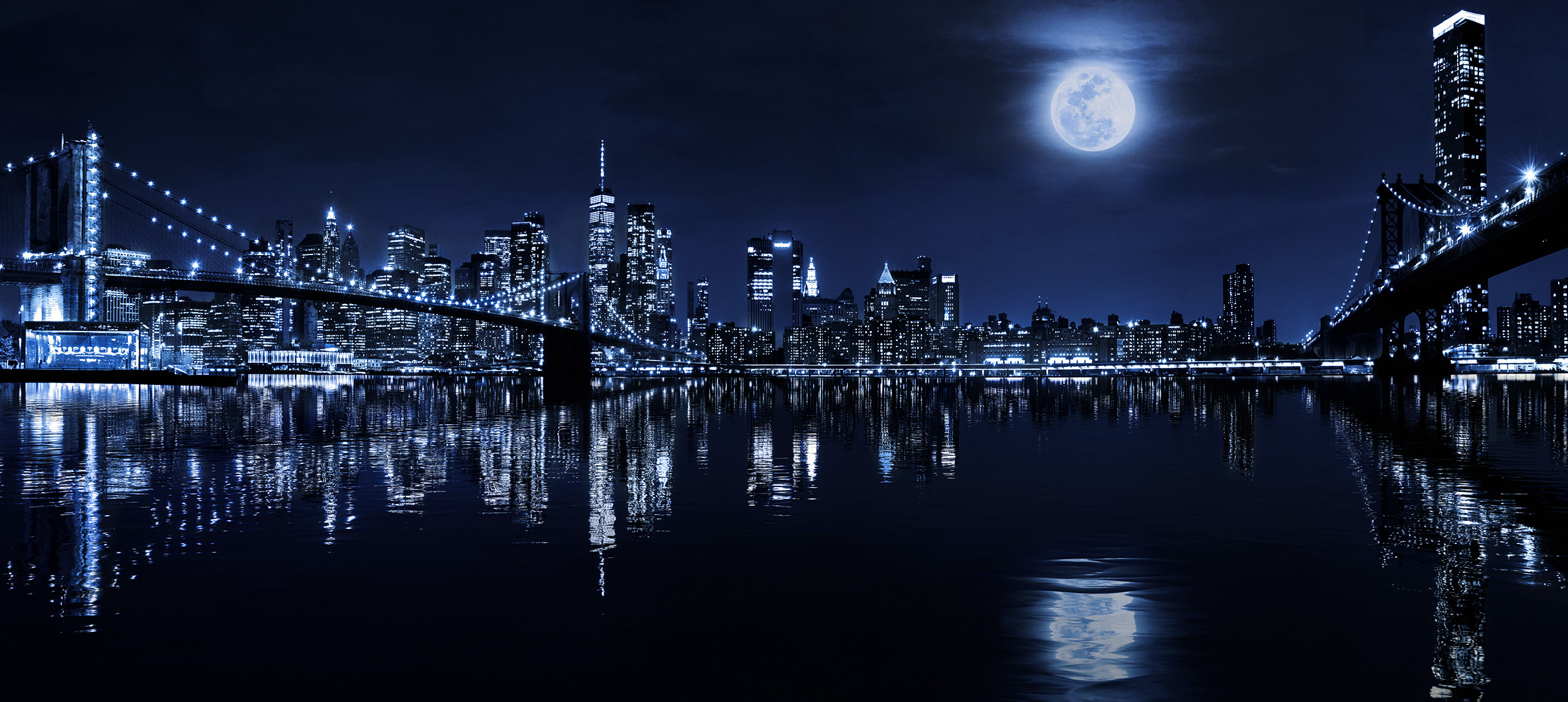 Full Moon Over Manhattan Wallpapers