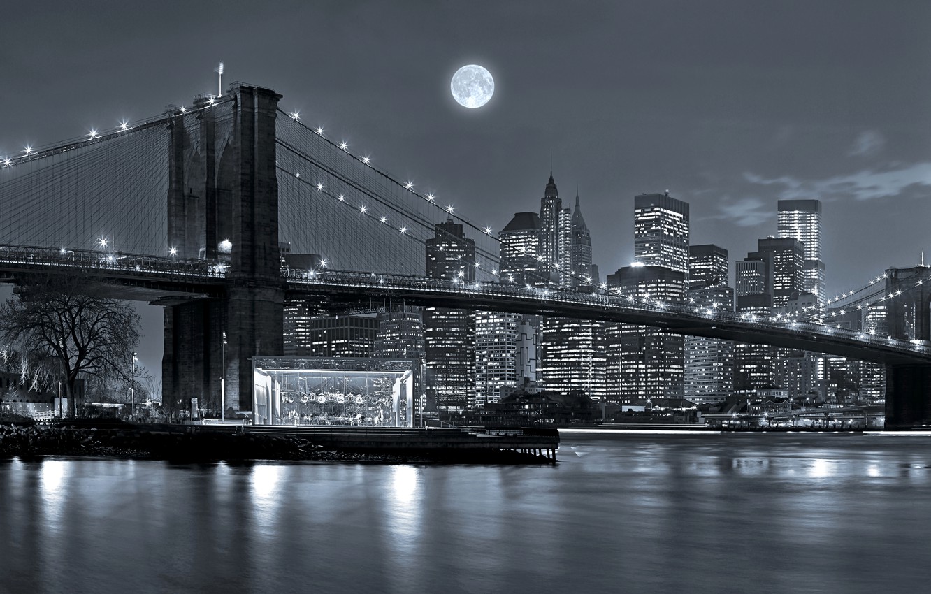 Full Moon Over Manhattan Wallpapers