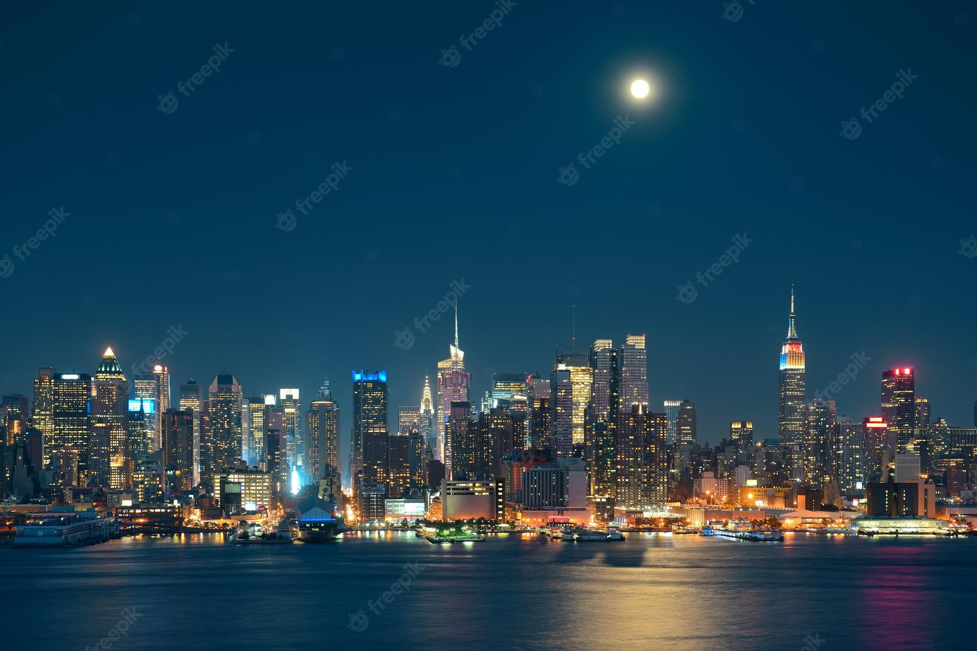 Full Moon Over Manhattan Wallpapers