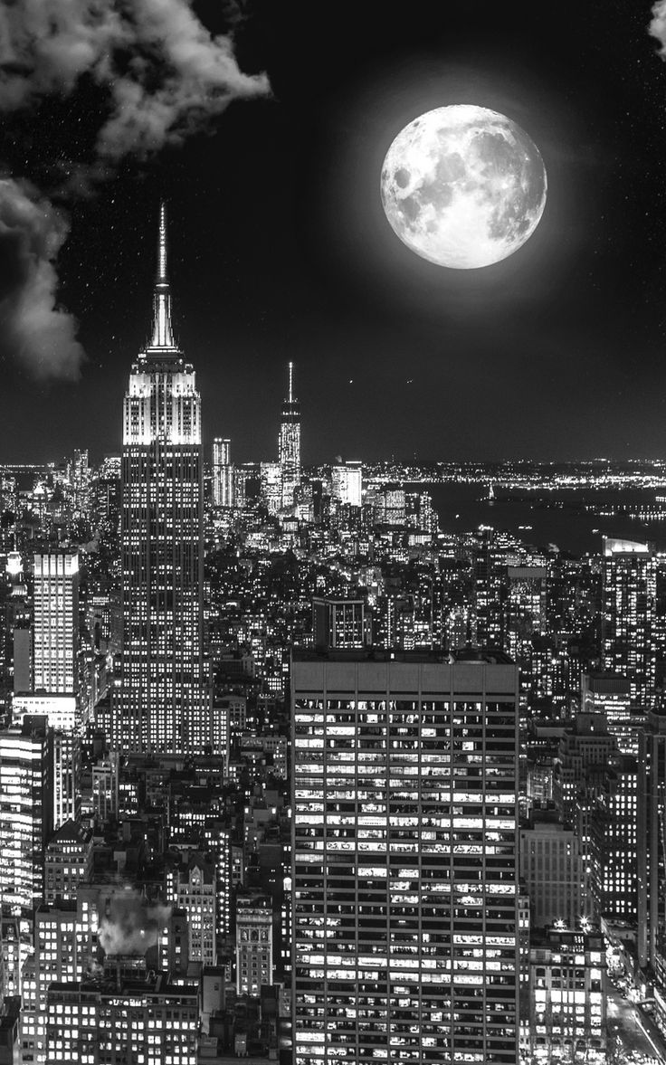 Full Moon Over Manhattan Wallpapers