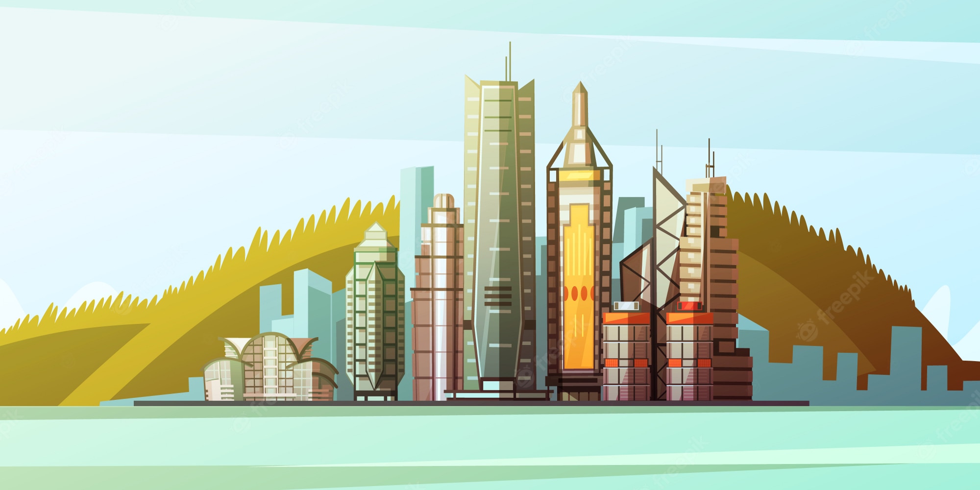 Illustration Hong Kong Buildings Skyscraper Wallpapers