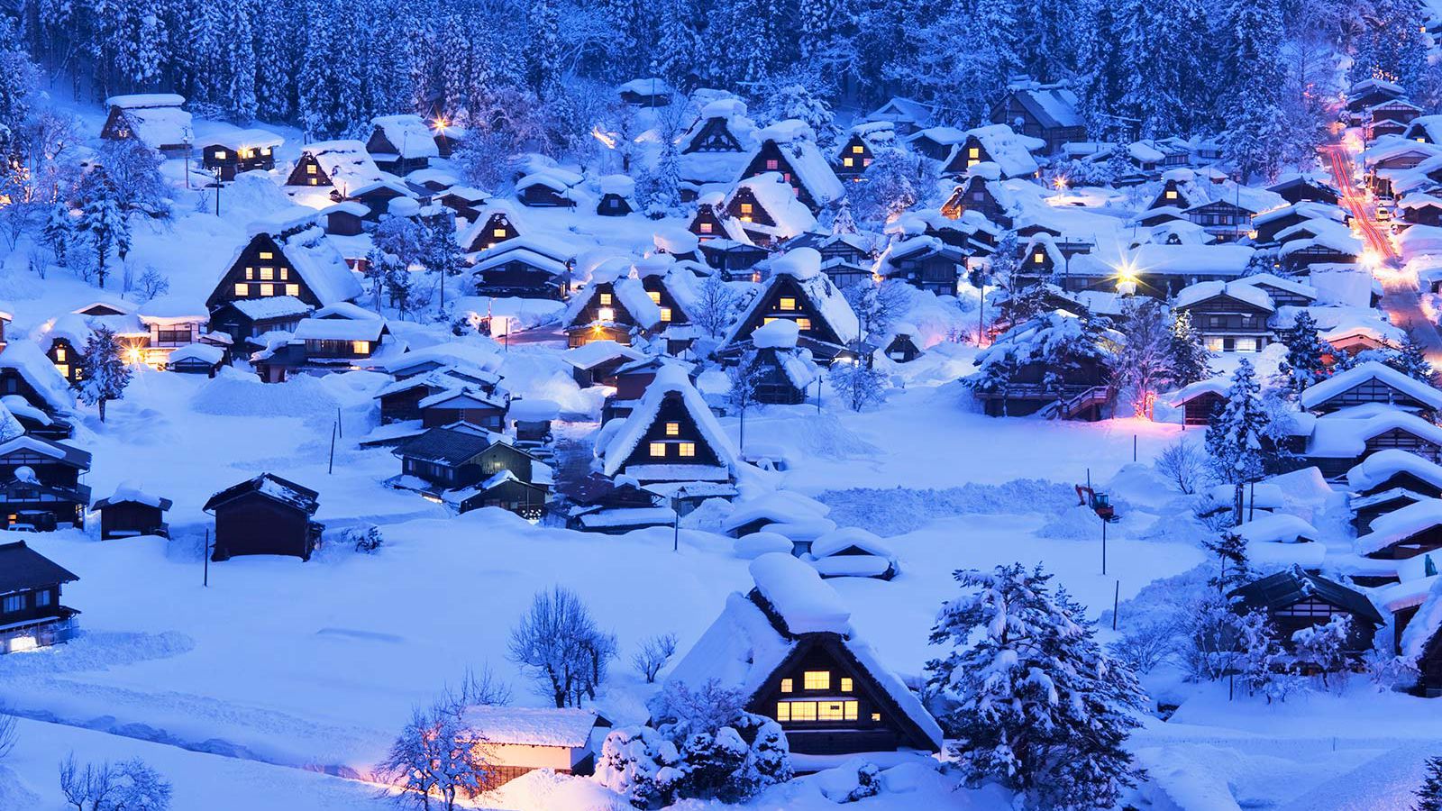 Japan Village Covered In Winter Snow Wallpapers