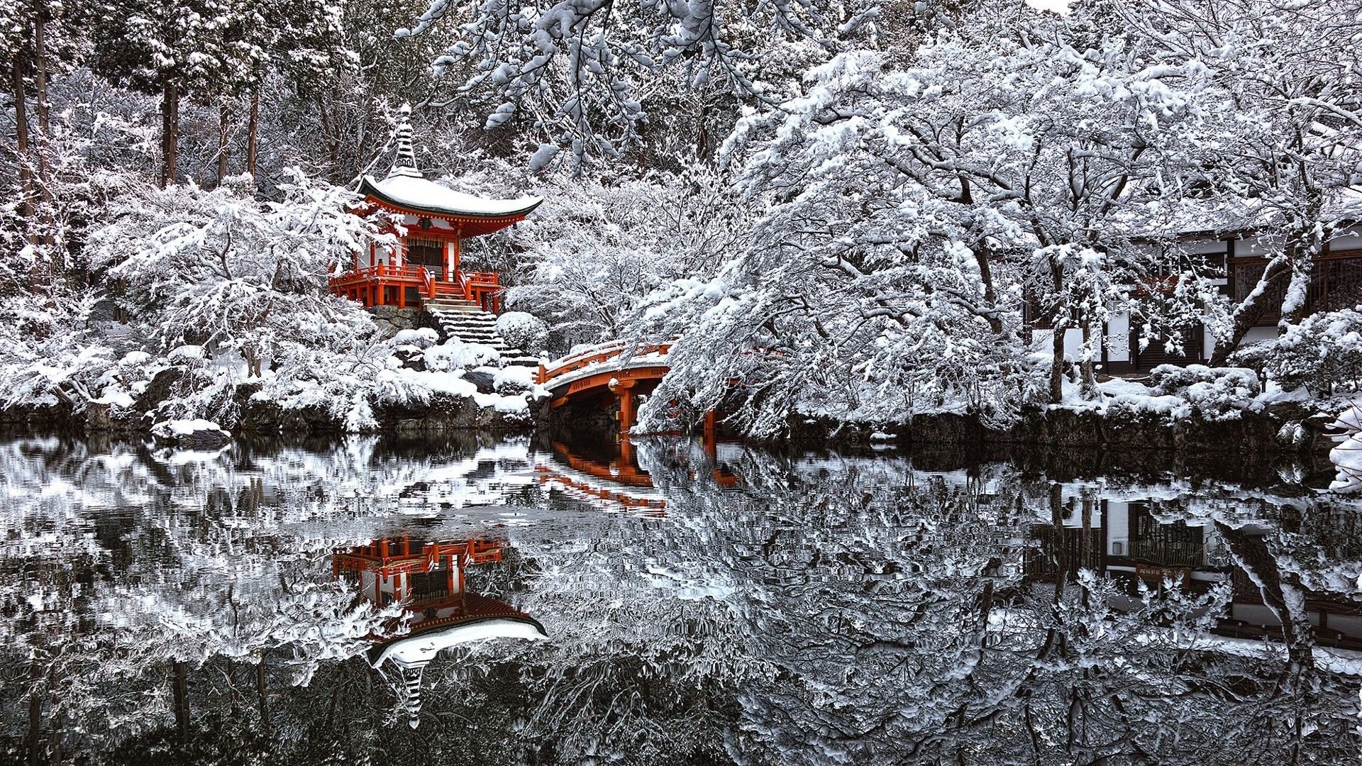 Japan Village Covered In Winter Snow Wallpapers